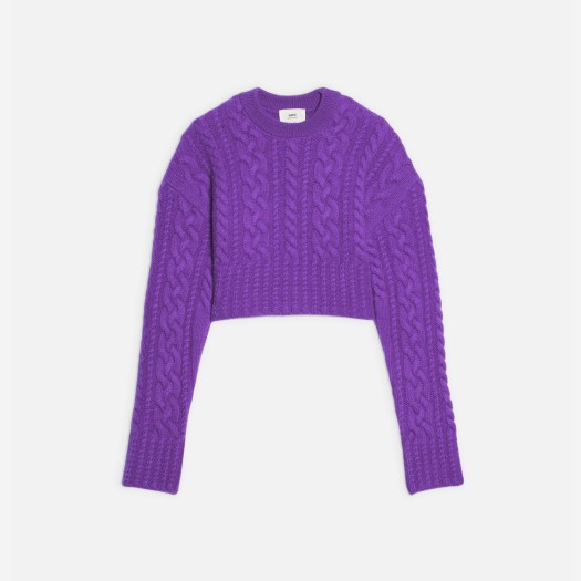 (W) 아미 케이블 쇼트 스웨터 퍼플