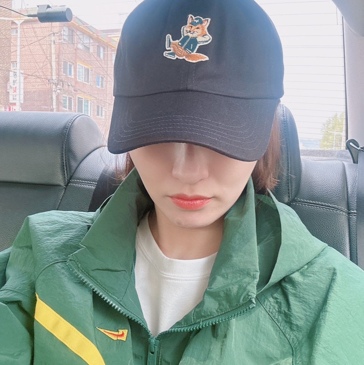 Nike NSW Windrunner Half Zip Lined Hooded Jacket Noble Green - Asia, Maison Kitsune Dressed Fox 6P Cap Navy 착용 스타일 - 1