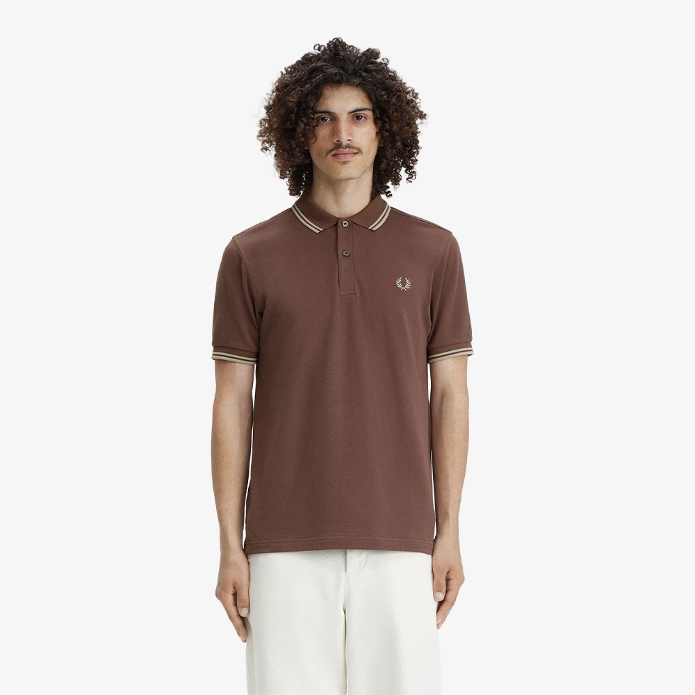 프레드페리 M3600 트윈 팁 프레드페리 셔츠 캐링턴로드브릭/앵커그레이(Fred Perry M3600 Twin Tipped Fred Perry Shirt Carrington Road Brick/Warm Grey) - 2