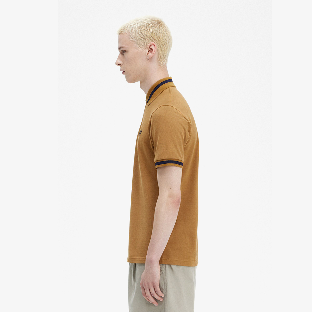 프레드페리 M2 Perry Shirt 싱글 팁 프레드페리 셔츠 다크카라멜/네이비(Fred Perry M2 Single Tipped Fred Perry Shirt Dark Caramel/Navy) - 3