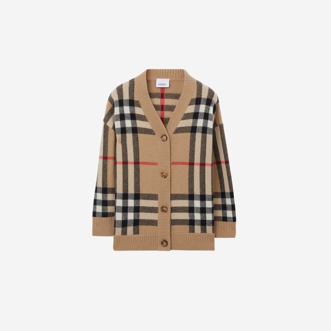 (Kids) Burberry Check Wool Cashmere Cardigan Archive Beige 상세 이미지 1