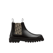 Dior Explorer Chelsea Boot Black Smooth Calfskin Beige Black Dior Oblique Motif
