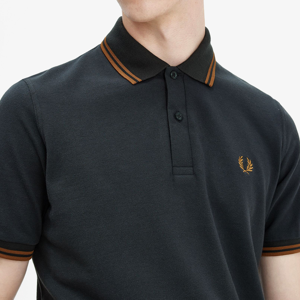프레드페리 M12 트윈 팁 프레드페리 셔츠 나이트그린/다크카라멜(Fred Perry M12 Twin Tipped Fred Perry Shirt Night Green/Dark Caramel) - 6