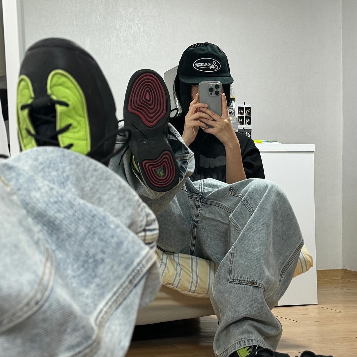 Supreme Terry Mesh Back 5-Panel Black - 24SS, Nike x Stussy Air Penny II Vivid Green and Black 착용 스타일