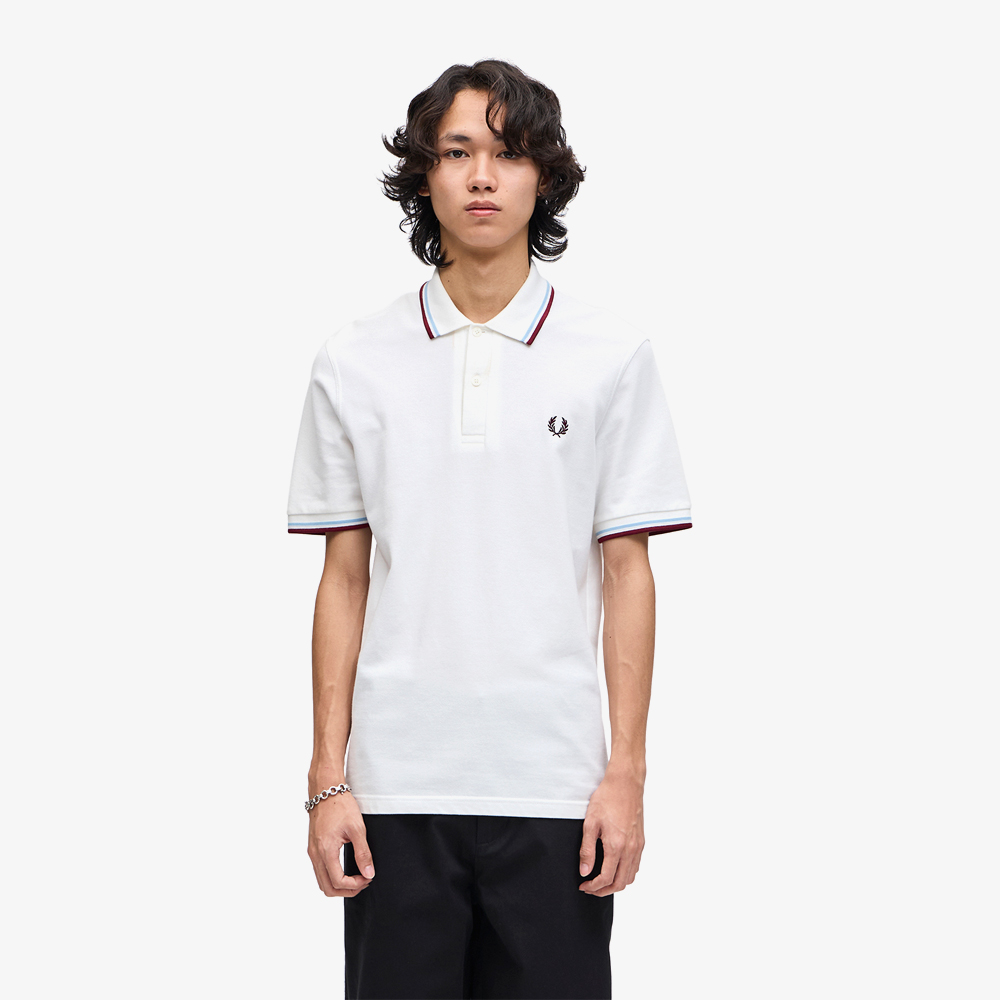 프레드페리 M12 트윈 팁 프레드페리 셔츠 화이트/아이스/마룬(Fred Perry M12 Twin Tipped Fred Perry Shirt White/Ice/Maroon) - 2