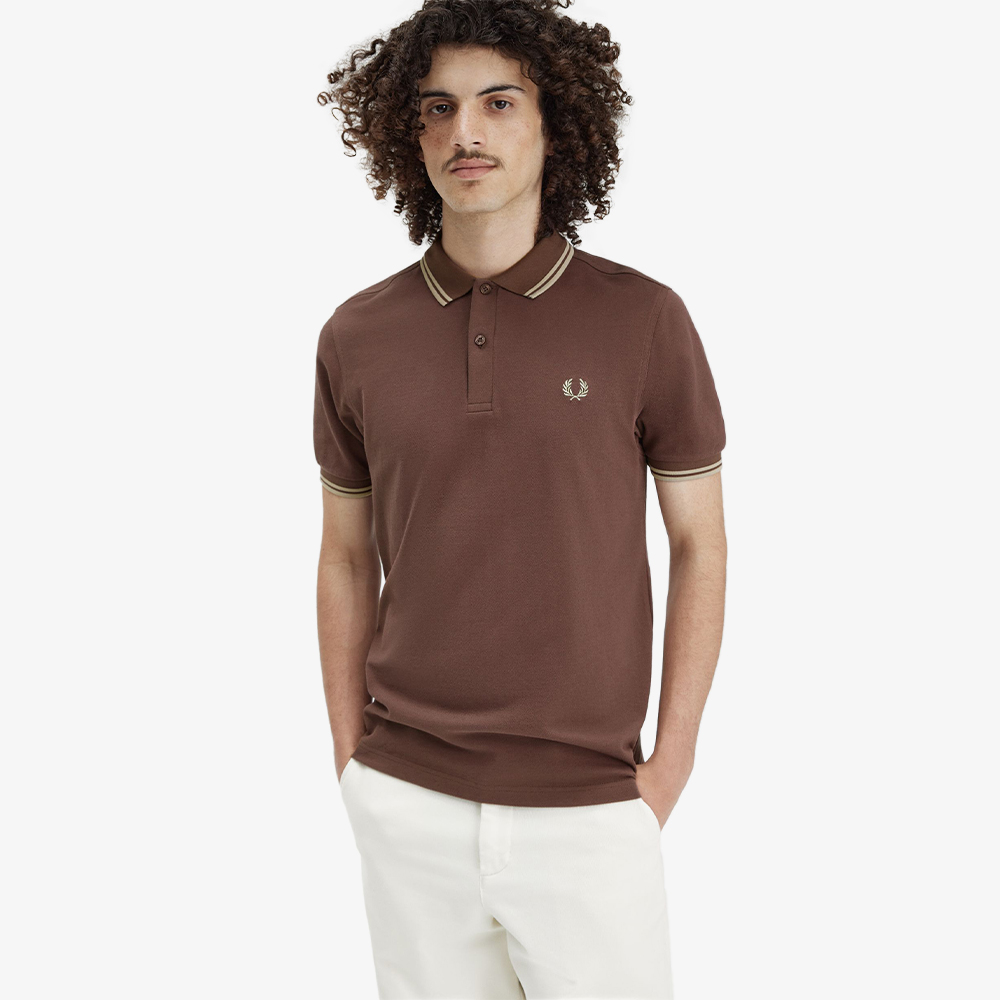 프레드페리 M3600 트윈 팁 프레드페리 셔츠 캐링턴로드브릭/앵커그레이(Fred Perry M3600 Twin Tipped Fred Perry Shirt Carrington Road Brick/Warm Grey) - 4