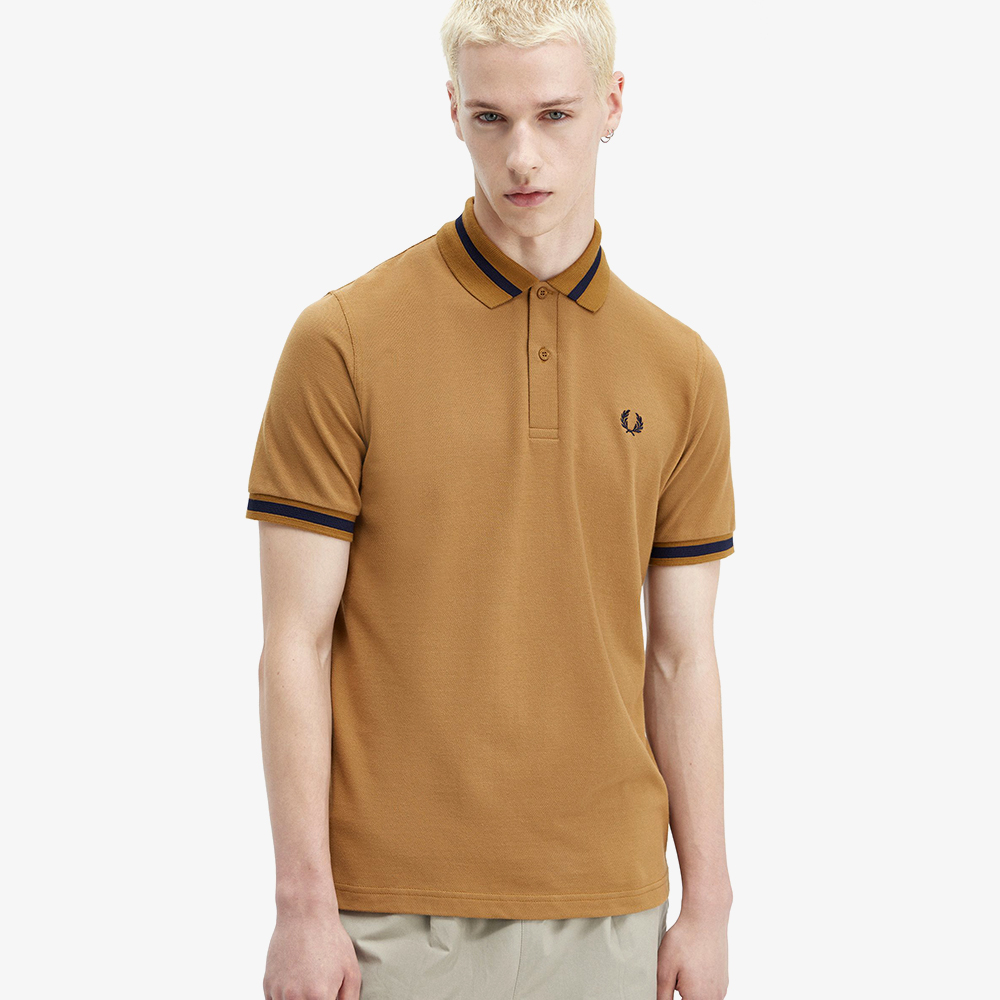 프레드페리 M2 Perry Shirt 싱글 팁 프레드페리 셔츠 다크카라멜/네이비(Fred Perry M2 Single Tipped Fred Perry Shirt Dark Caramel/Navy) - 4
