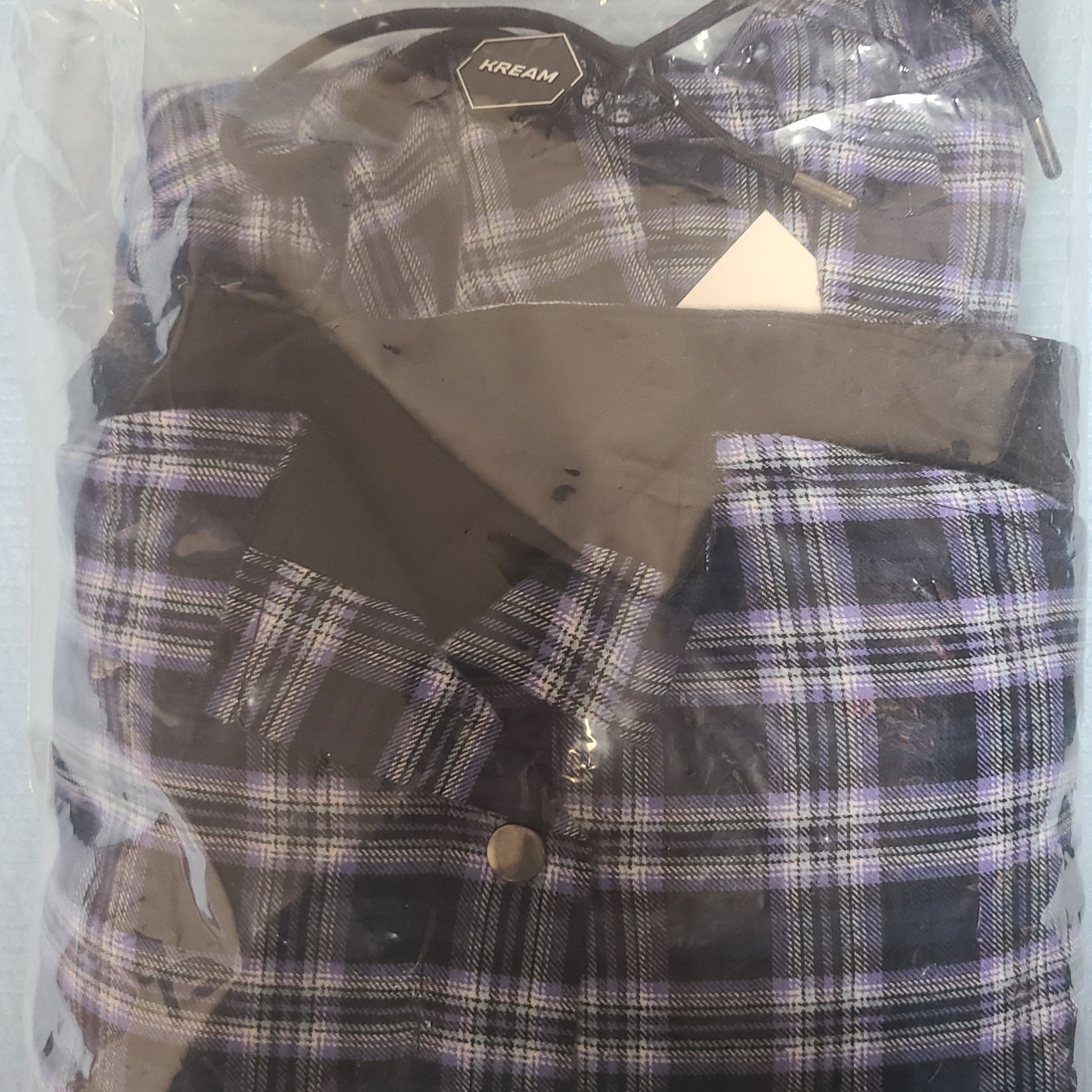 Zara Hooded Check Overshirt Blue 착용 스타일 - 2