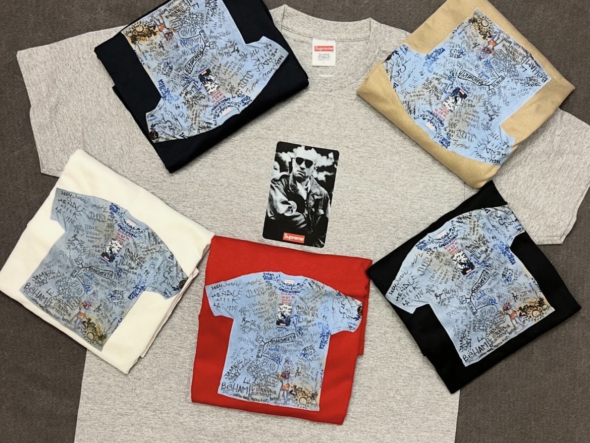 Supreme First T-Shirt White - 24SS, Supreme First T-Shirt Red - 24SS 착용 스타일
