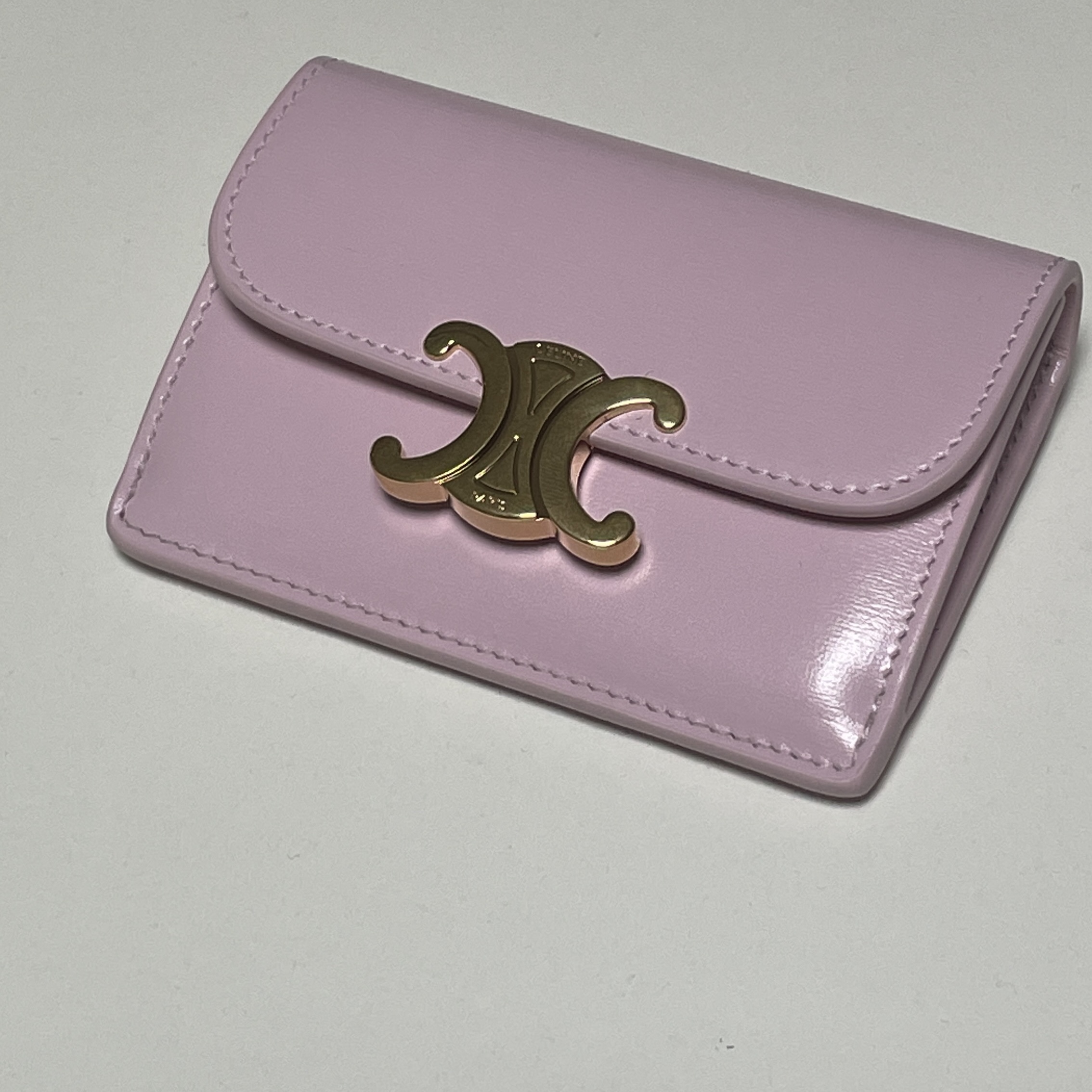 Celine Card Holder with Flap in Shiny Calfskin Light Pink 착용 스타일 - 2
