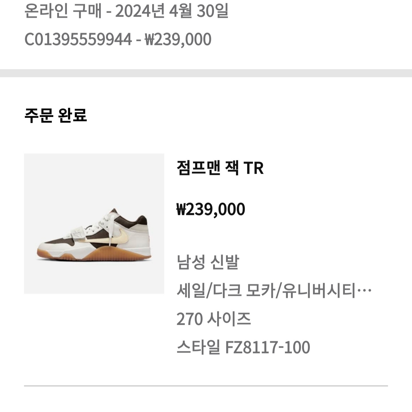 Jordan x Travis Scott Jumpman Jack TR Sail and Dark Mocha 착용 스타일