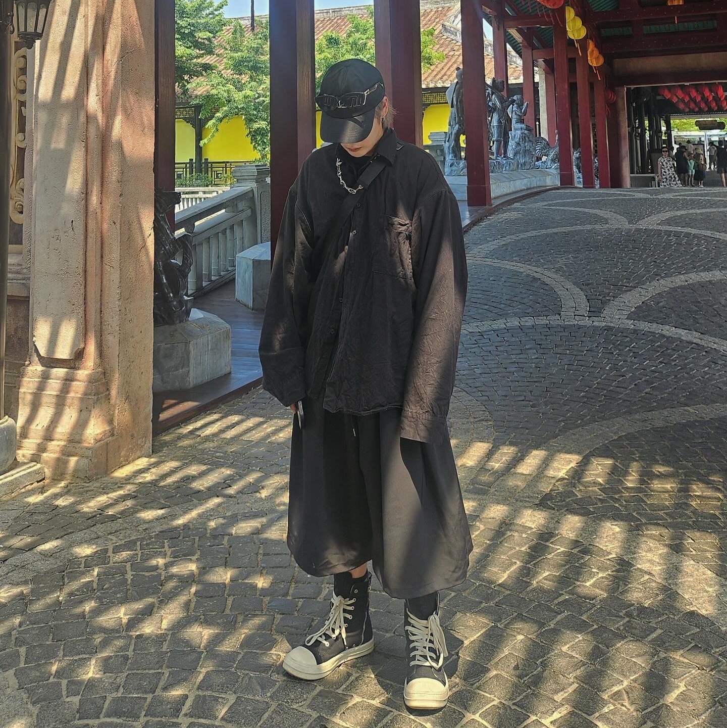 Rick Owens Drkshdw Calf Leather Penta Sneakers Black Milk White 착용 스타일 - 3