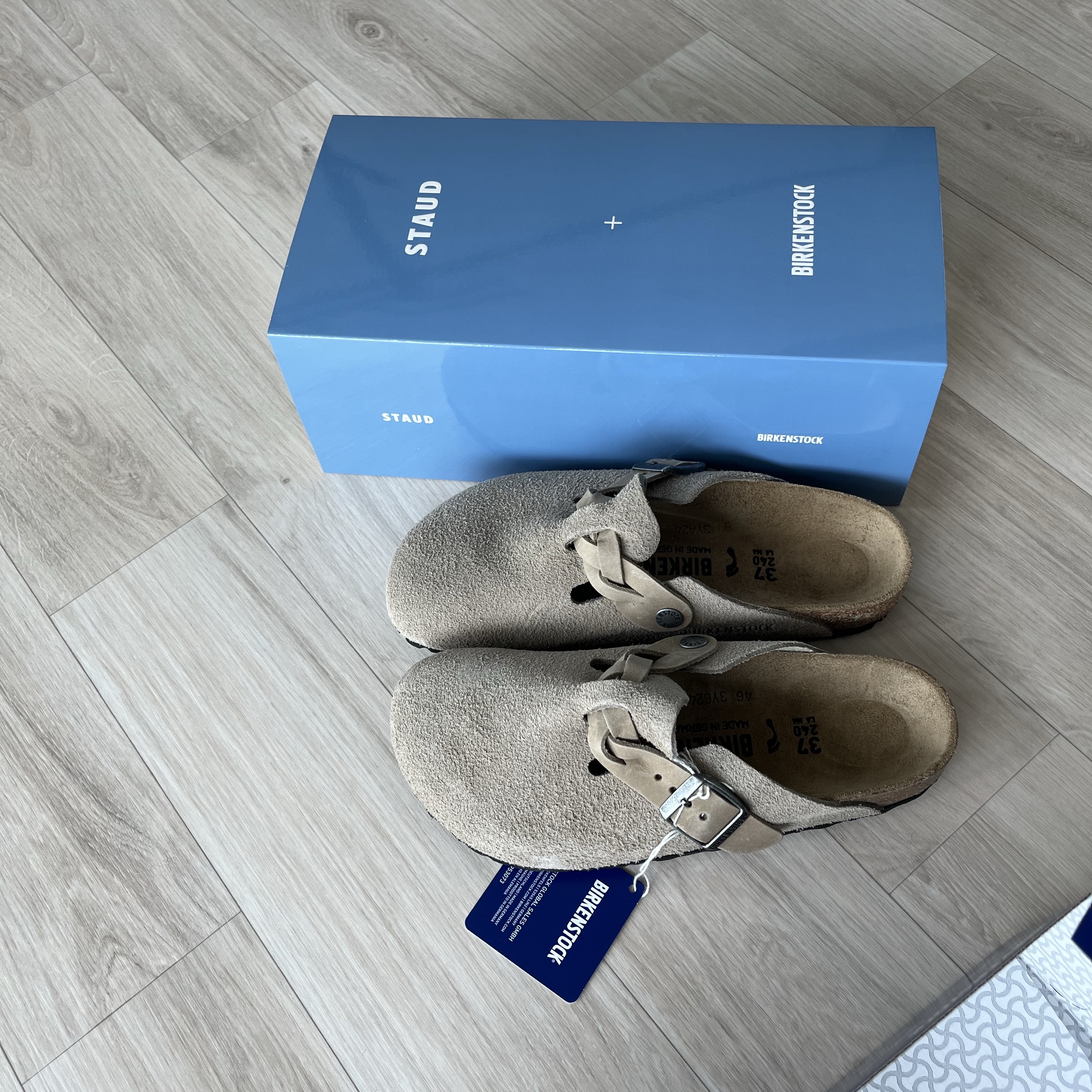 Birkenstock Boston Braided Taupe - Narrow, Birkenstock Boston Soft Footbed Taupe - Regular 착용 스타일