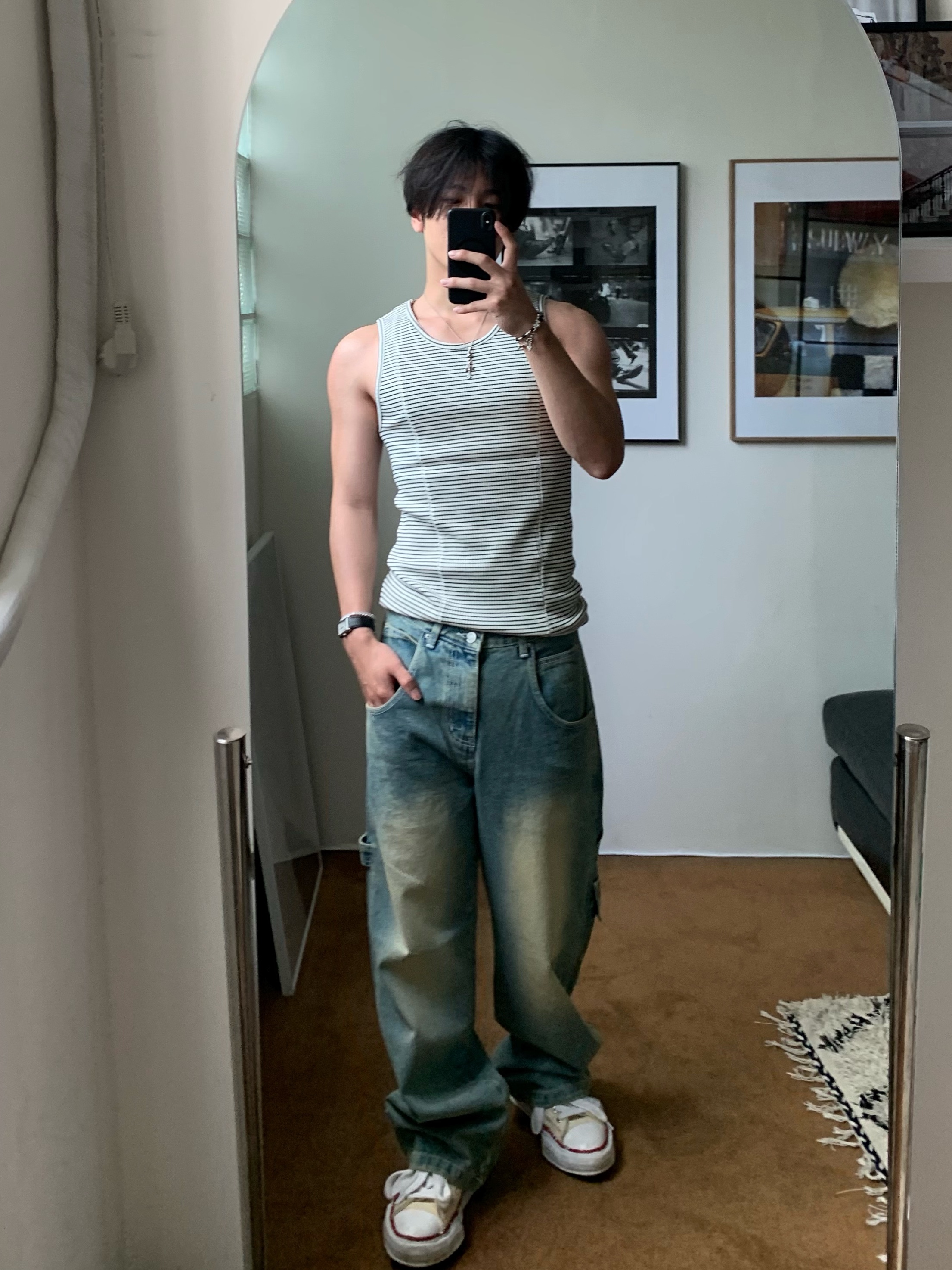 Maison Mihara Yasuhiro Peterson OG Sole Canvas Low-top Sneakers Natural 착용 스타일 - 3