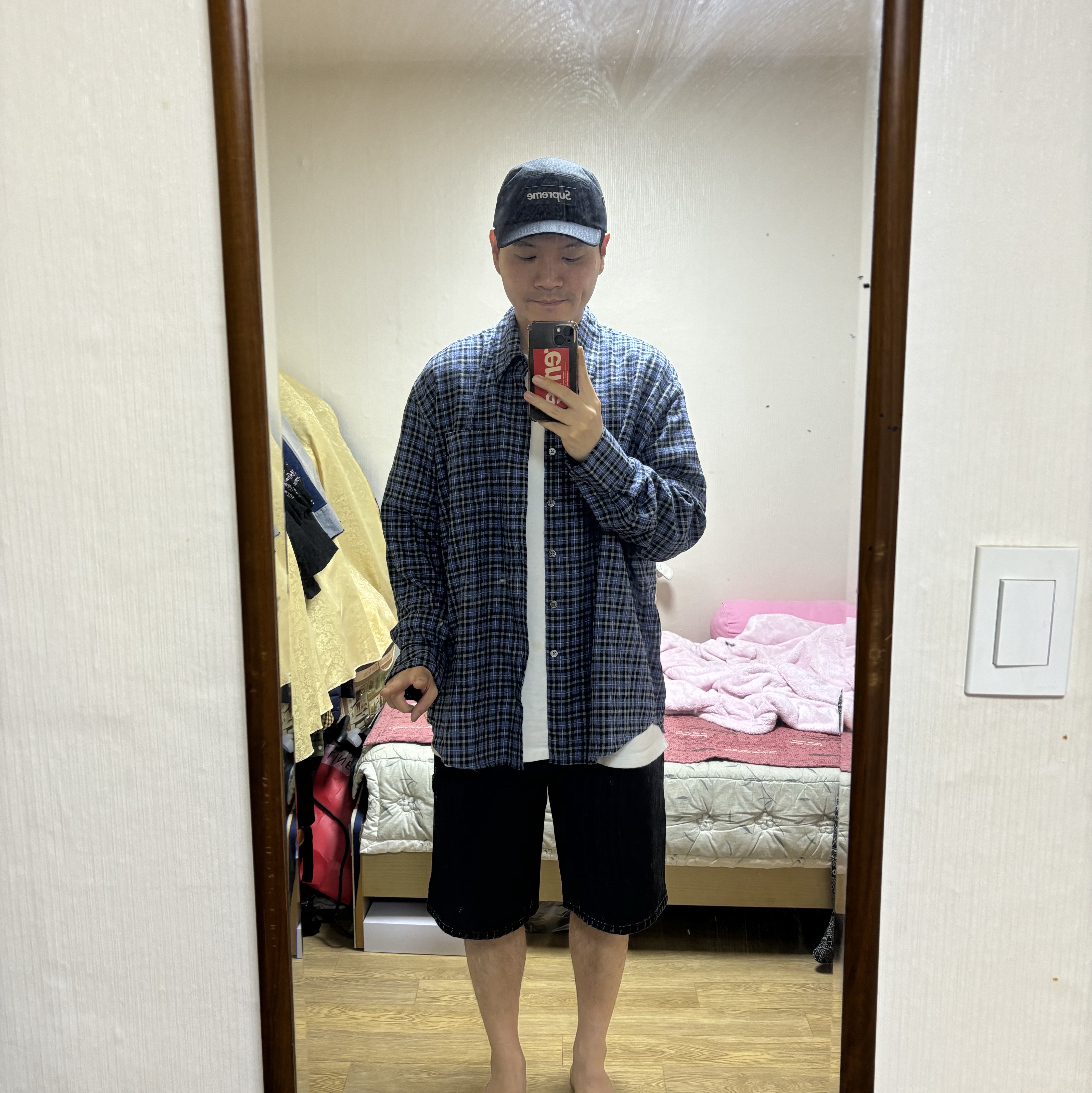 Supreme Ventile Camp Cap Black - 23SS, Our Legacy Above Shirt Cantrell Check 착용 스타일 - 2