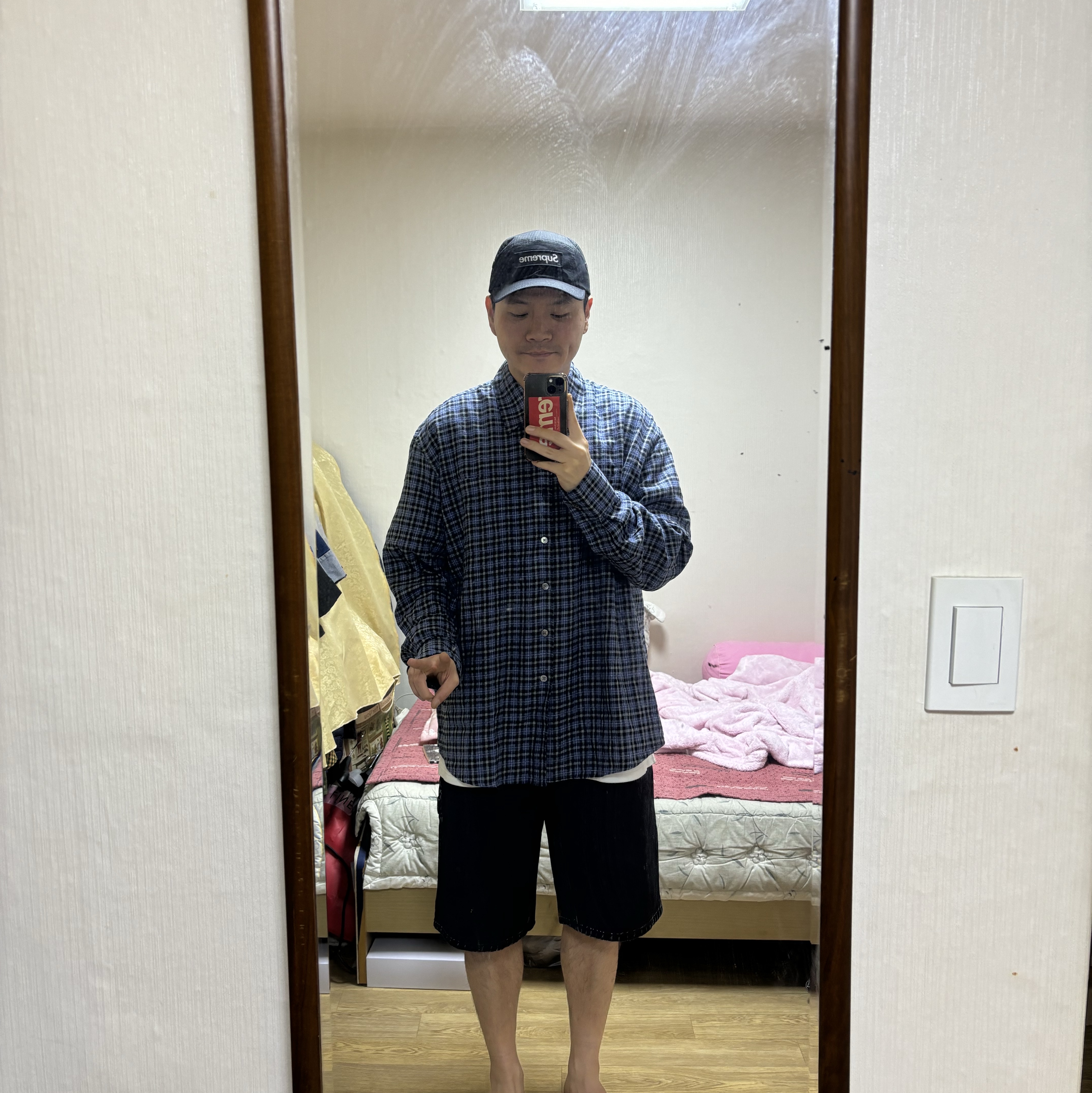 Supreme Ventile Camp Cap Black - 23SS, Our Legacy Above Shirt Cantrell Check 착용 스타일 - 1