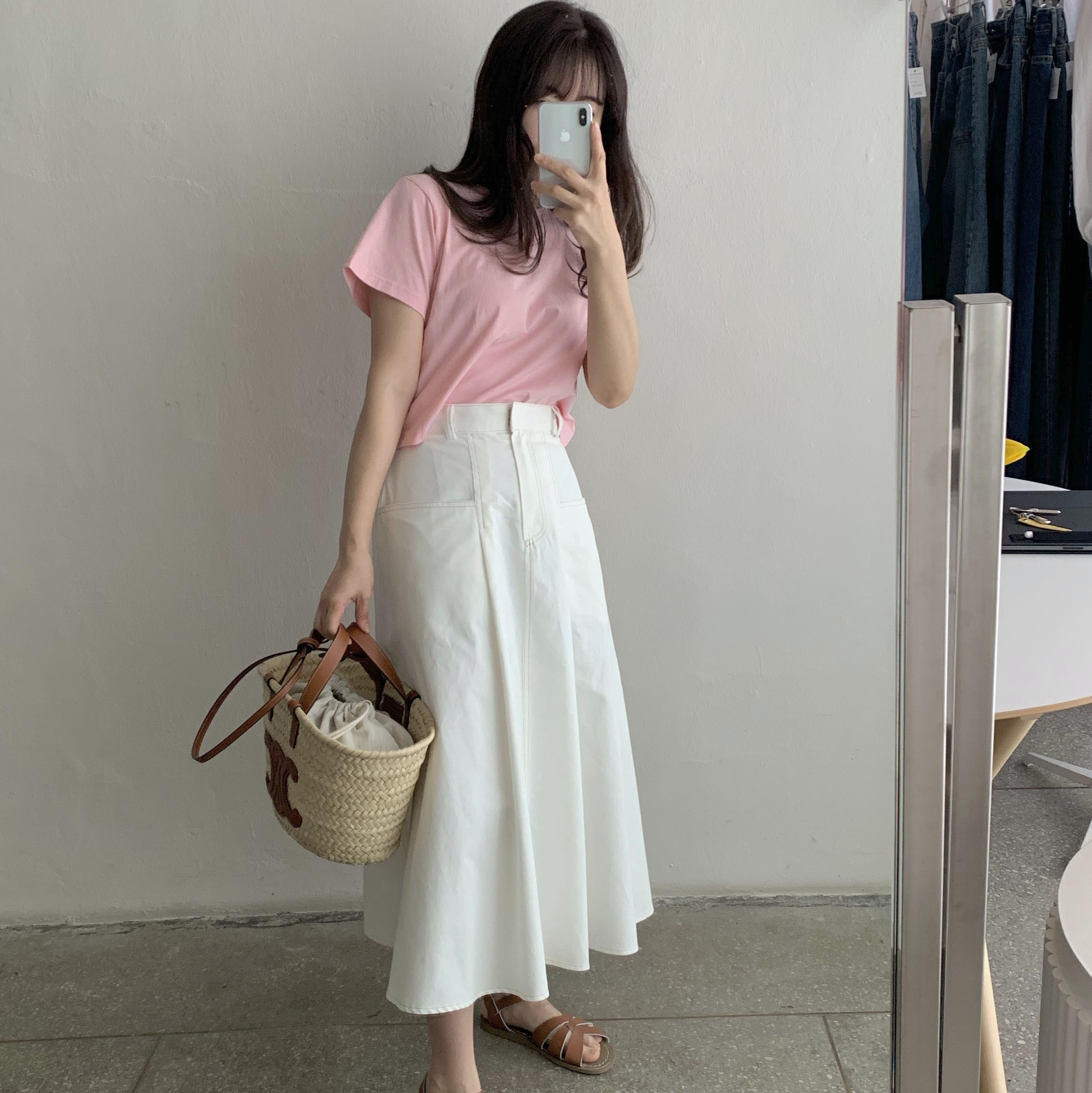 (W) Saltwater Sandal Original Sandal Tan, Celine Teen Triomphe Celine Classic Panier in Palm Leaves and Calfskin Tan 착용 스타일 - 1