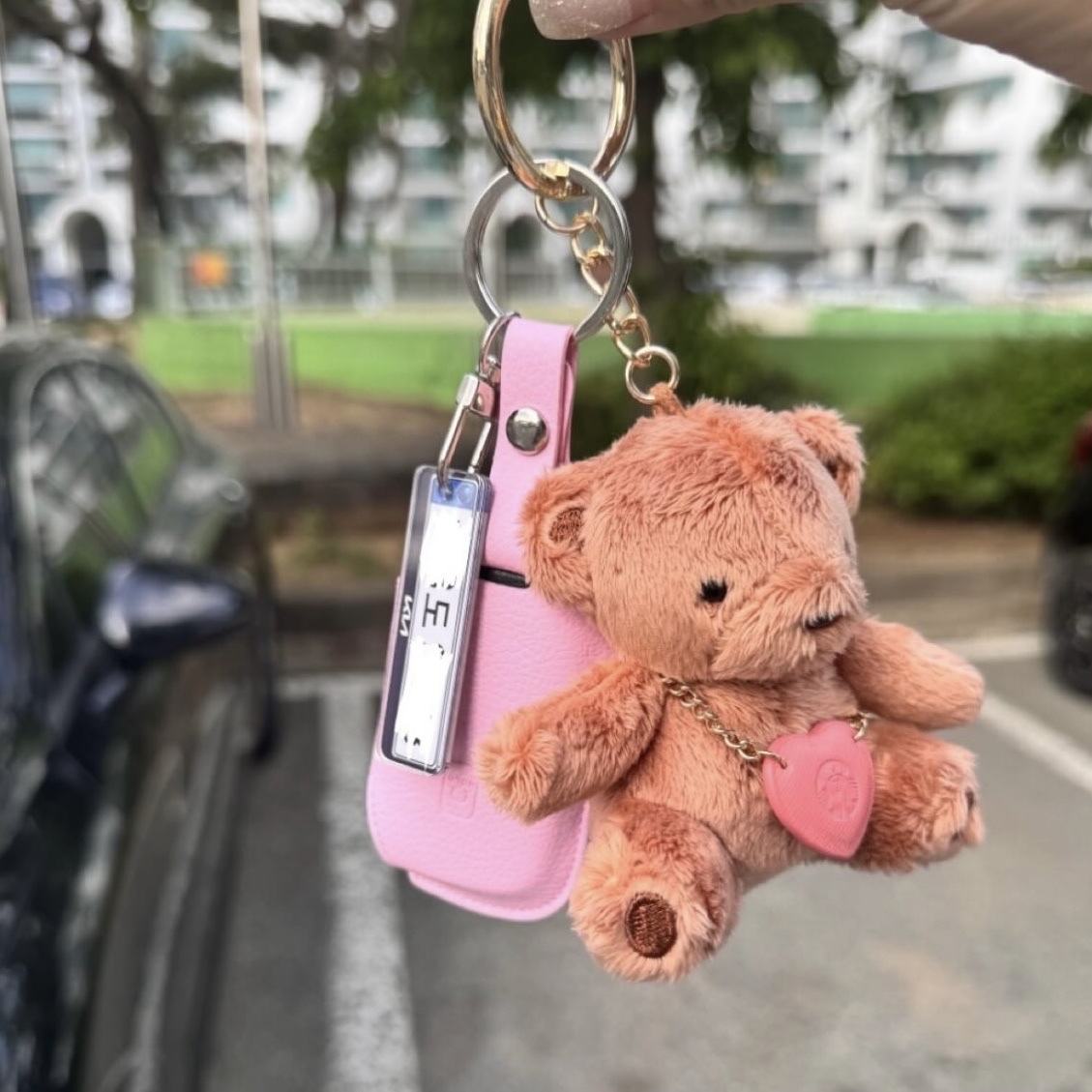 Starbucks Be Mine Bear Fabric Keychain 착용 스타일