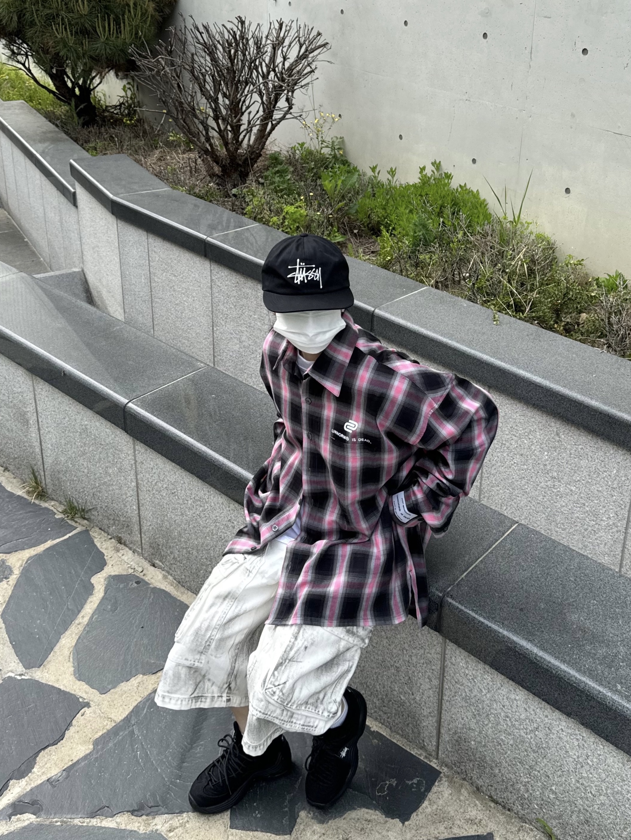 Nike x Stussy Air Penny II Black, Stussy Basic Strapback Cap Black 착용 스타일 - 4
