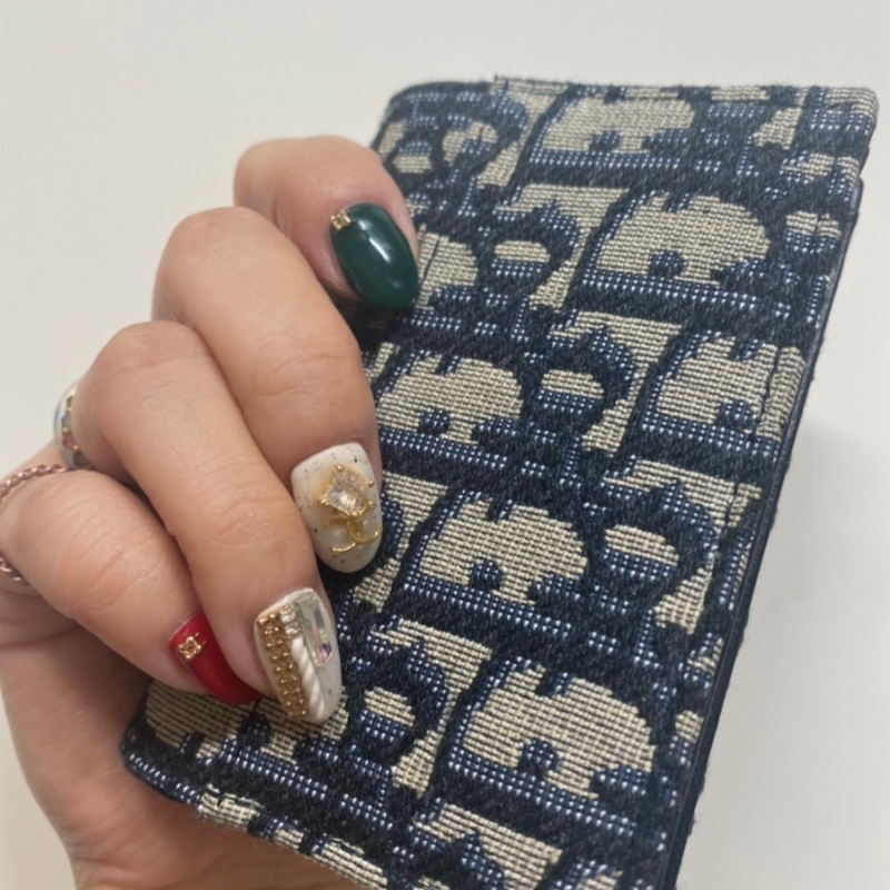 Dior Saddle Flap Card Holder Blue Dior Oblique Jacquard 착용 스타일 - 2