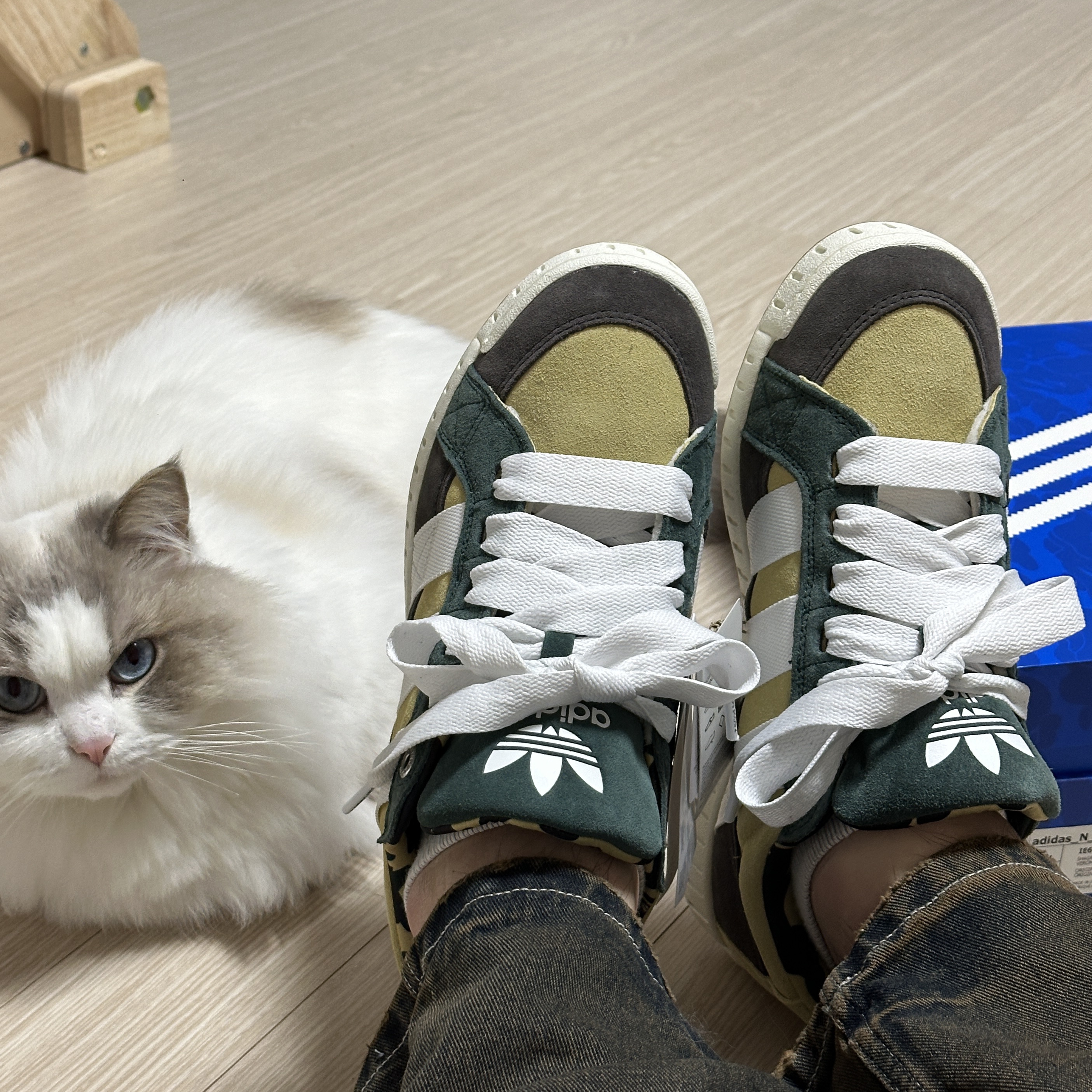 Adidas X BAPE Lawsuit Sand Cloud White 착용 스타일