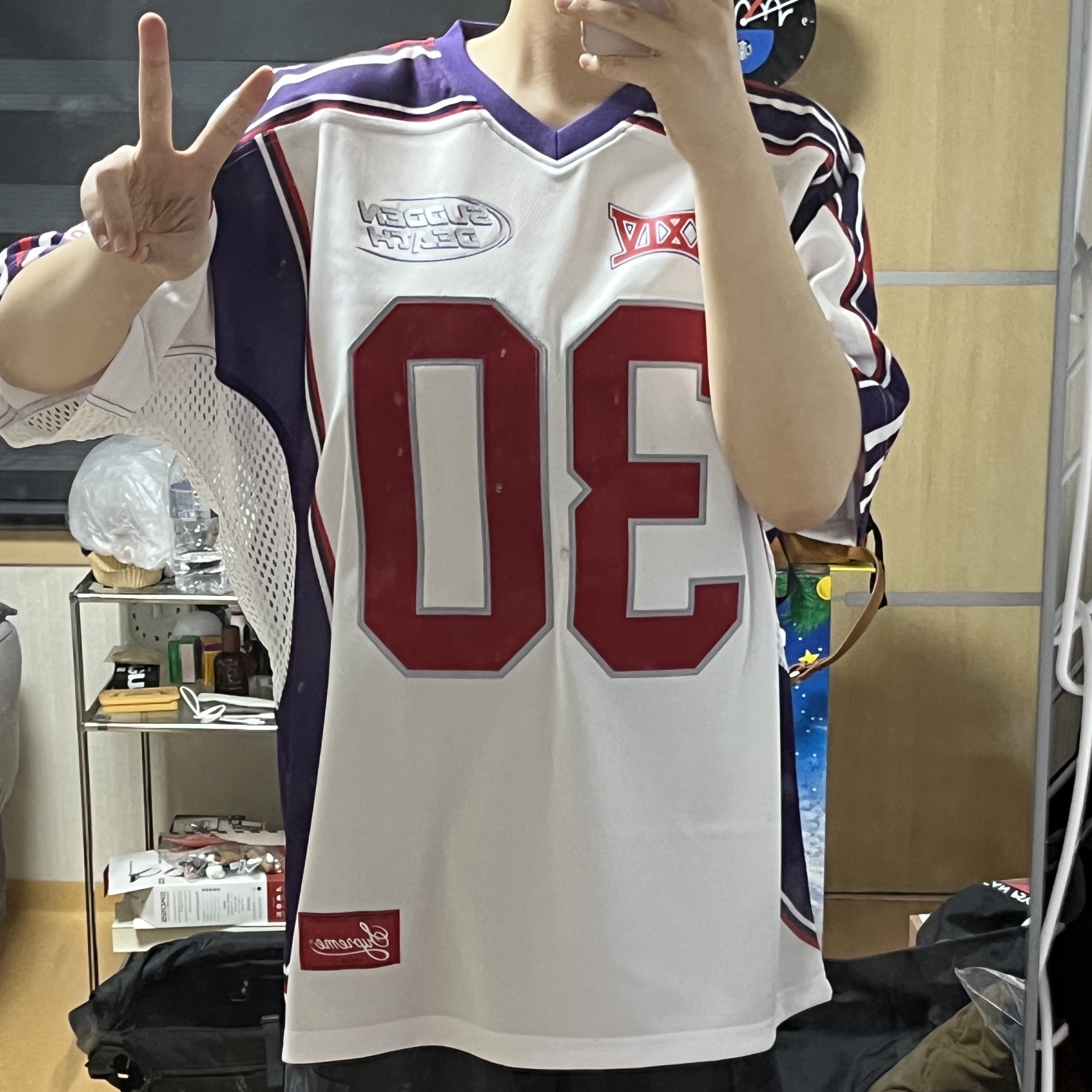 Supreme Sudden Death Football Jersey White - 24SS 착용 스타일