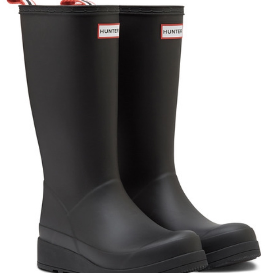 (W) Hunter Play Tall Wellington Rain Boots Black 착용 스타일