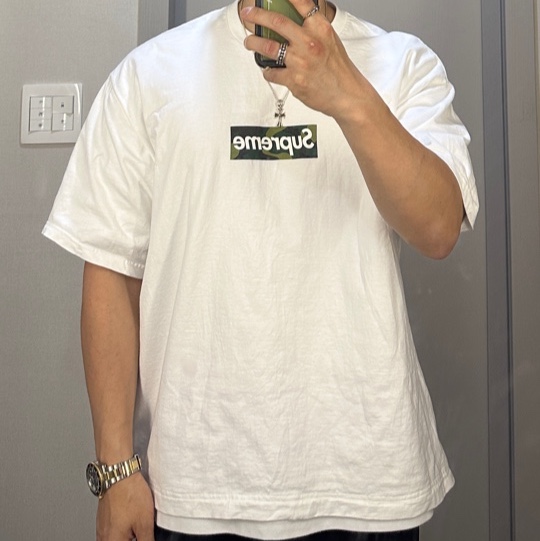 Supreme Box Logo T-Shirt White - 23FW 착용 스타일