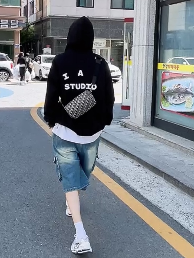 (W) Asics Gel-Kayano 14 White Midnight, IAB Studio Hoodie Black 착용 스타일 - 9