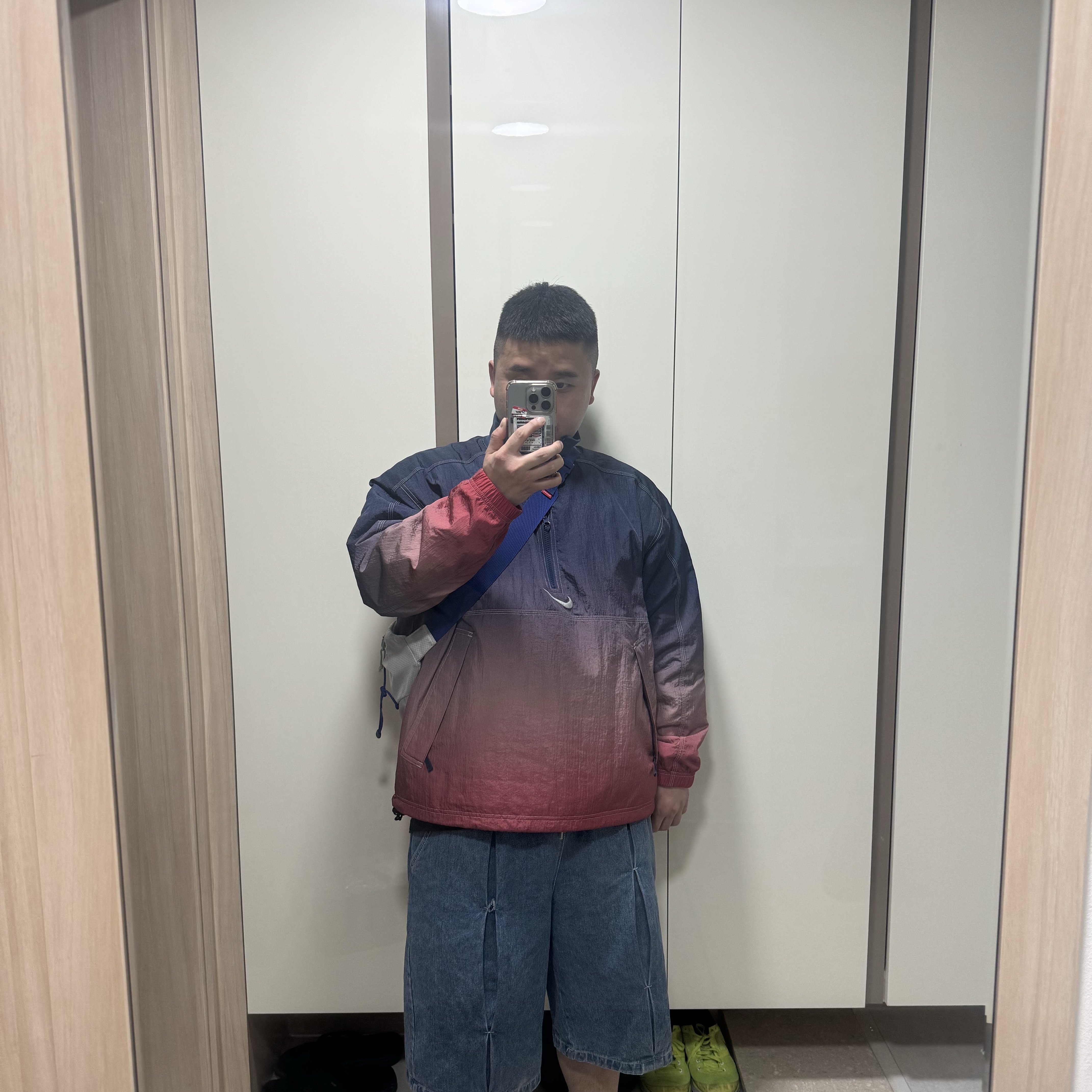 Supreme x Nike Ripstop Pullover Multicolor - 24SS, Supreme Wrapped Half Zip Hooded Sweatshirt Washed Black - 24SS 착용 스타일 - 2