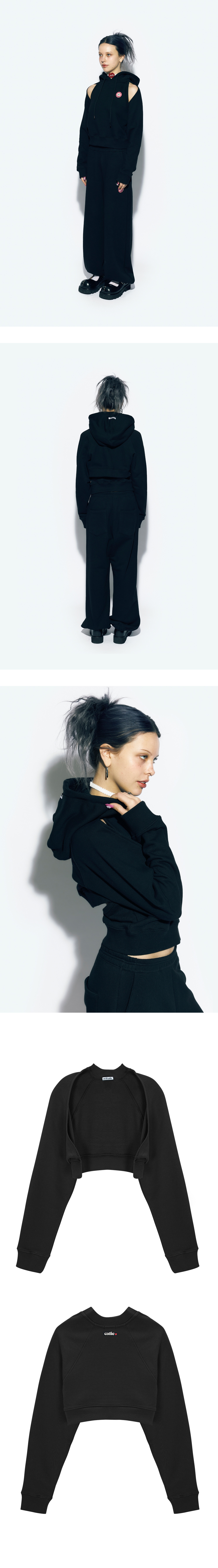 As If Calie Crop Sweat Bolero Black 상세 이미지 3