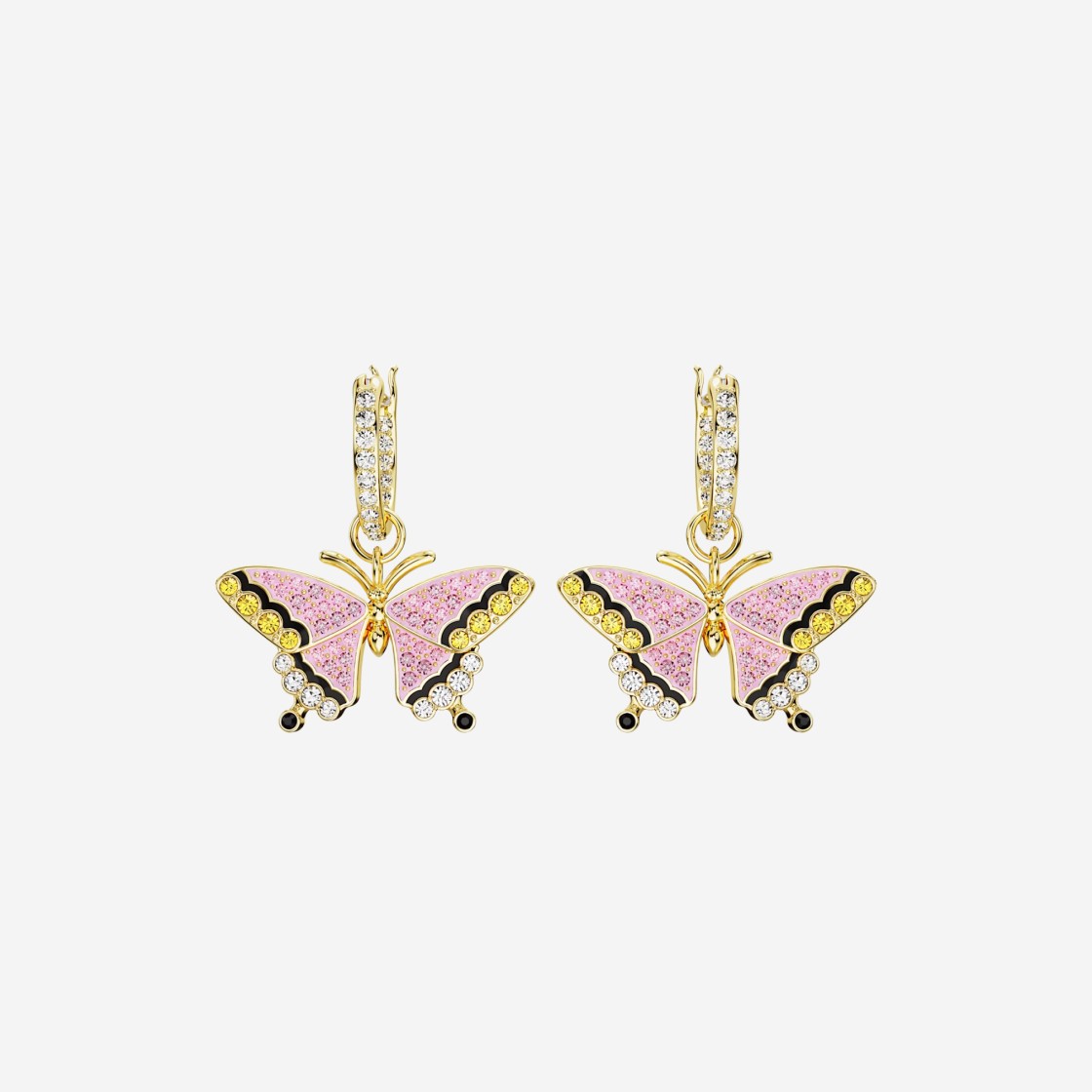 (W) Swarovski Idyllia Drop Earrings Butterfly Multicolored Gold Plated 상세 이미지 1