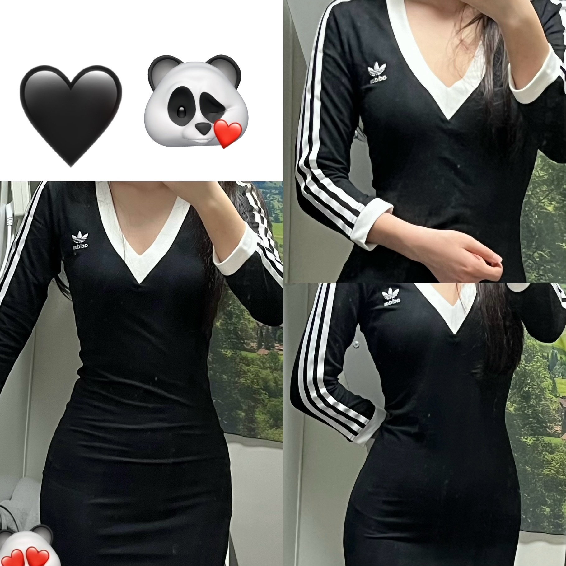 (W) Adidas Adicolor Classics 3-Stripes Maxi Dress Black - US Sizing, (W) Adidas Adicolor Classics 3-Stripes Maxi Dress Black - KR Sizing 착용 스타일
