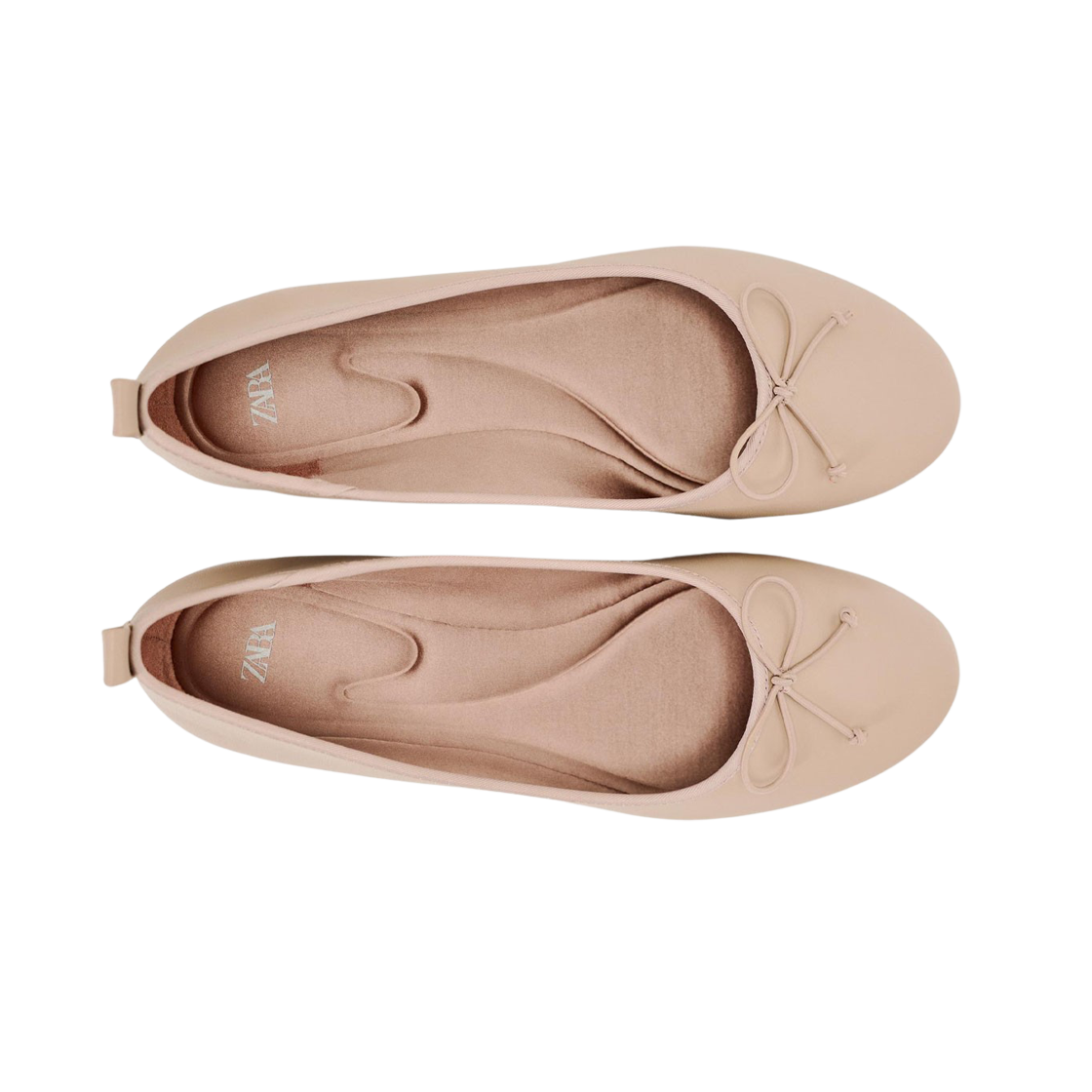 (W) 자라 리본 발레리나 플랫 슈즈 베이지((W) Zara Ribbon Ballerina Flat Shoes Beige) - 2