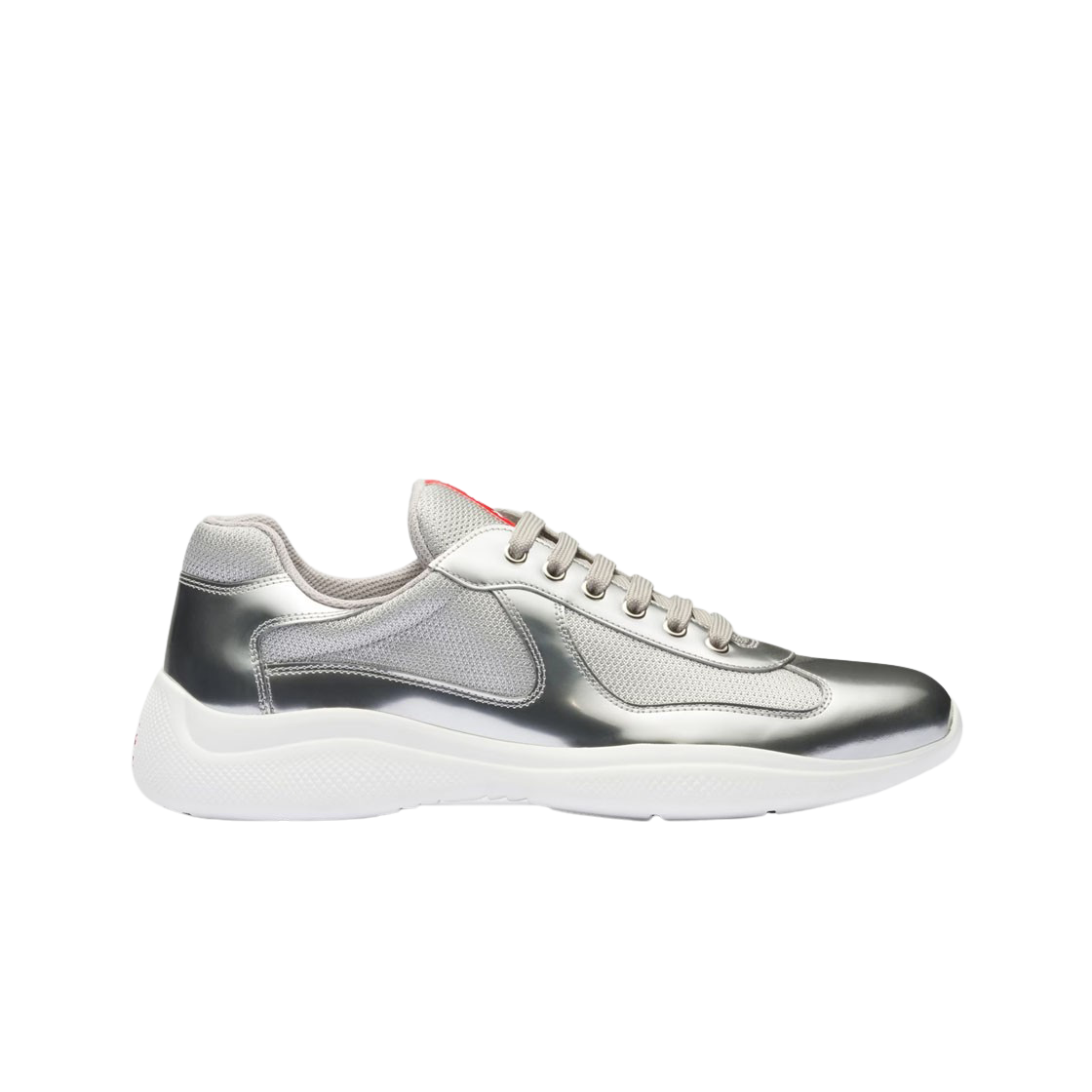 프라다 아메리카 컵 메탈릭 레더 앤 바이크 패브릭 스니커즈 실버(Prada America's Cup Metalic Leather and Bike Fabric Sneakers Silver)