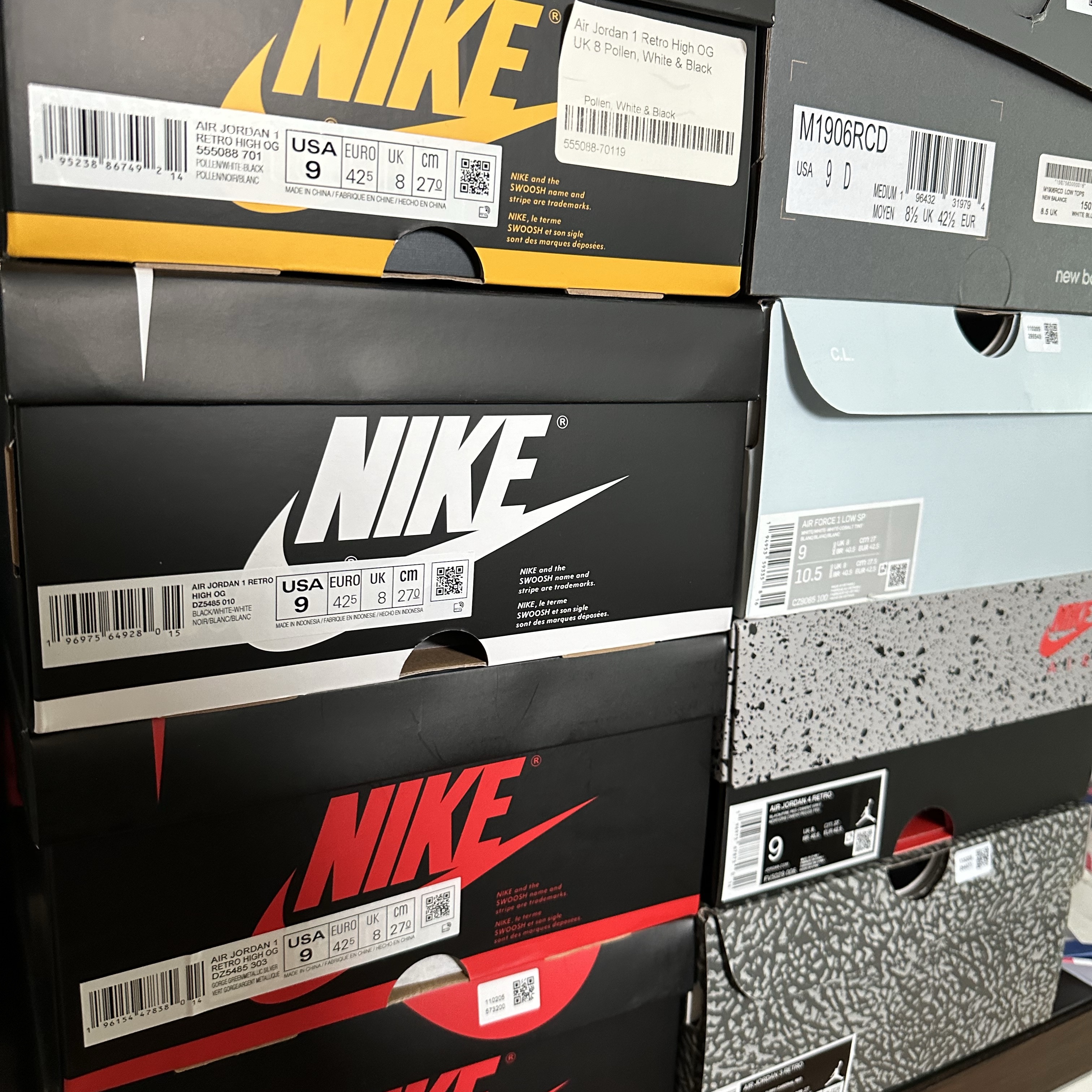 Jordan 4 Retro Bred Reimagined, Jordan 1 Retro High OG Pollen 착용 스타일 - 3