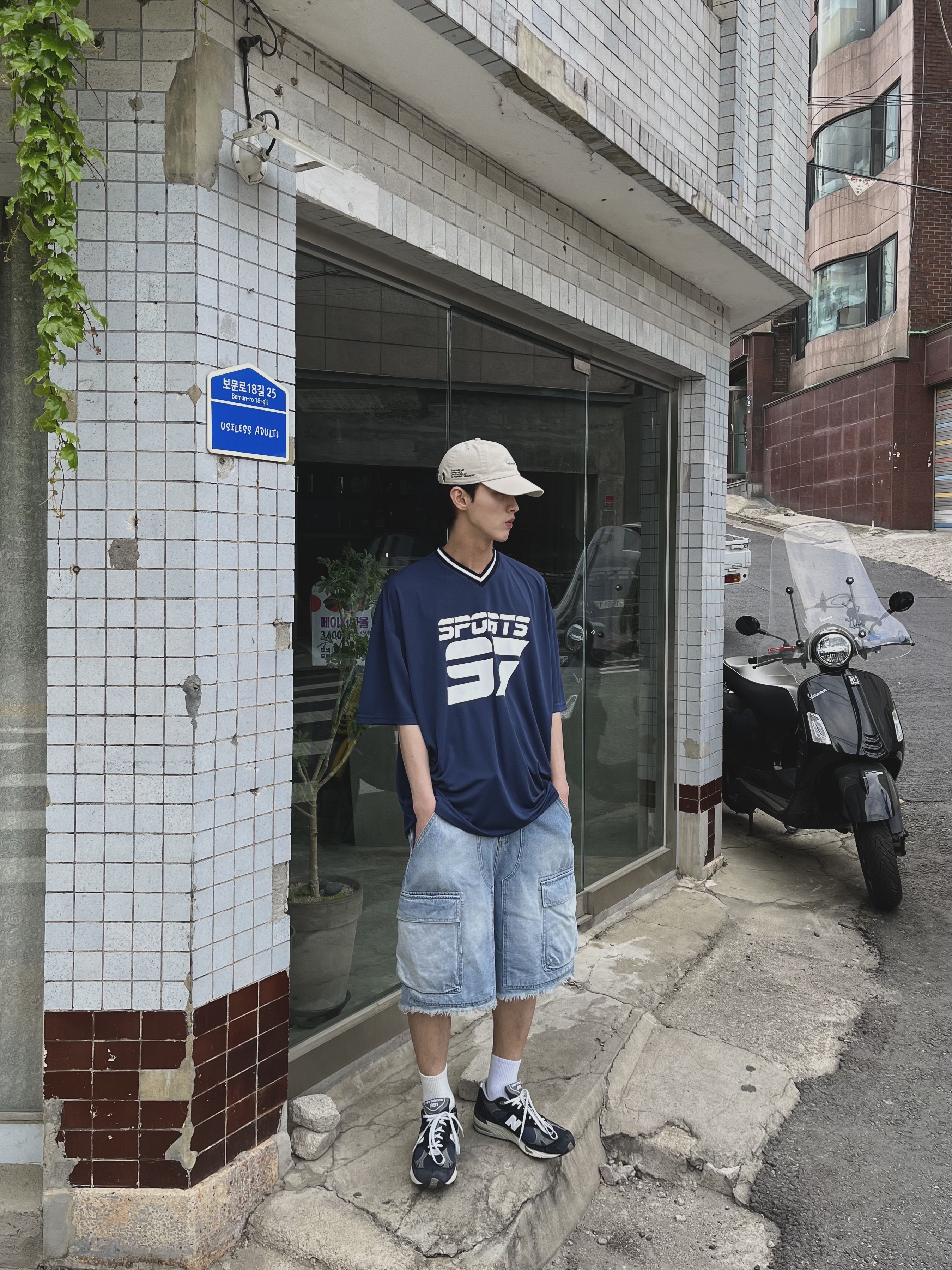 New Balance 991 Made in UK Navy 착용 스타일 - 2