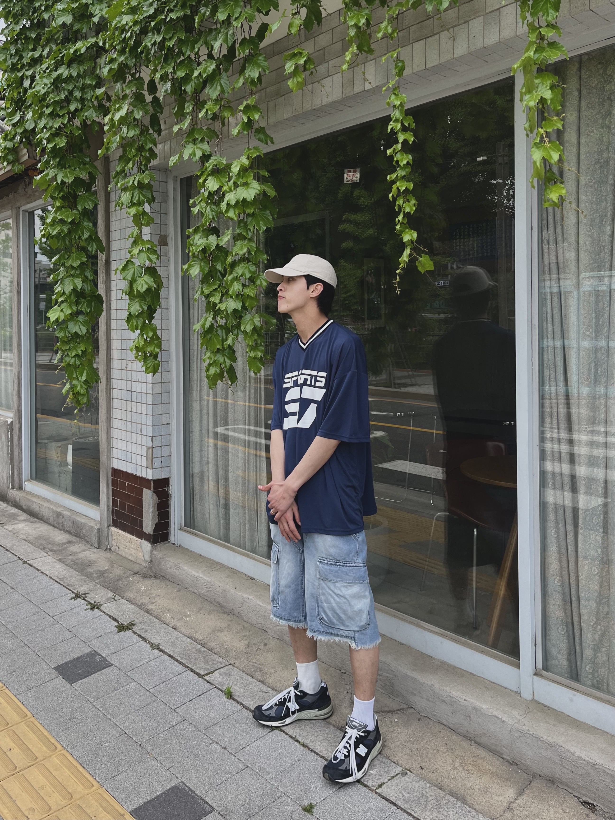 New Balance 991 Made in UK Navy 착용 스타일 - 5