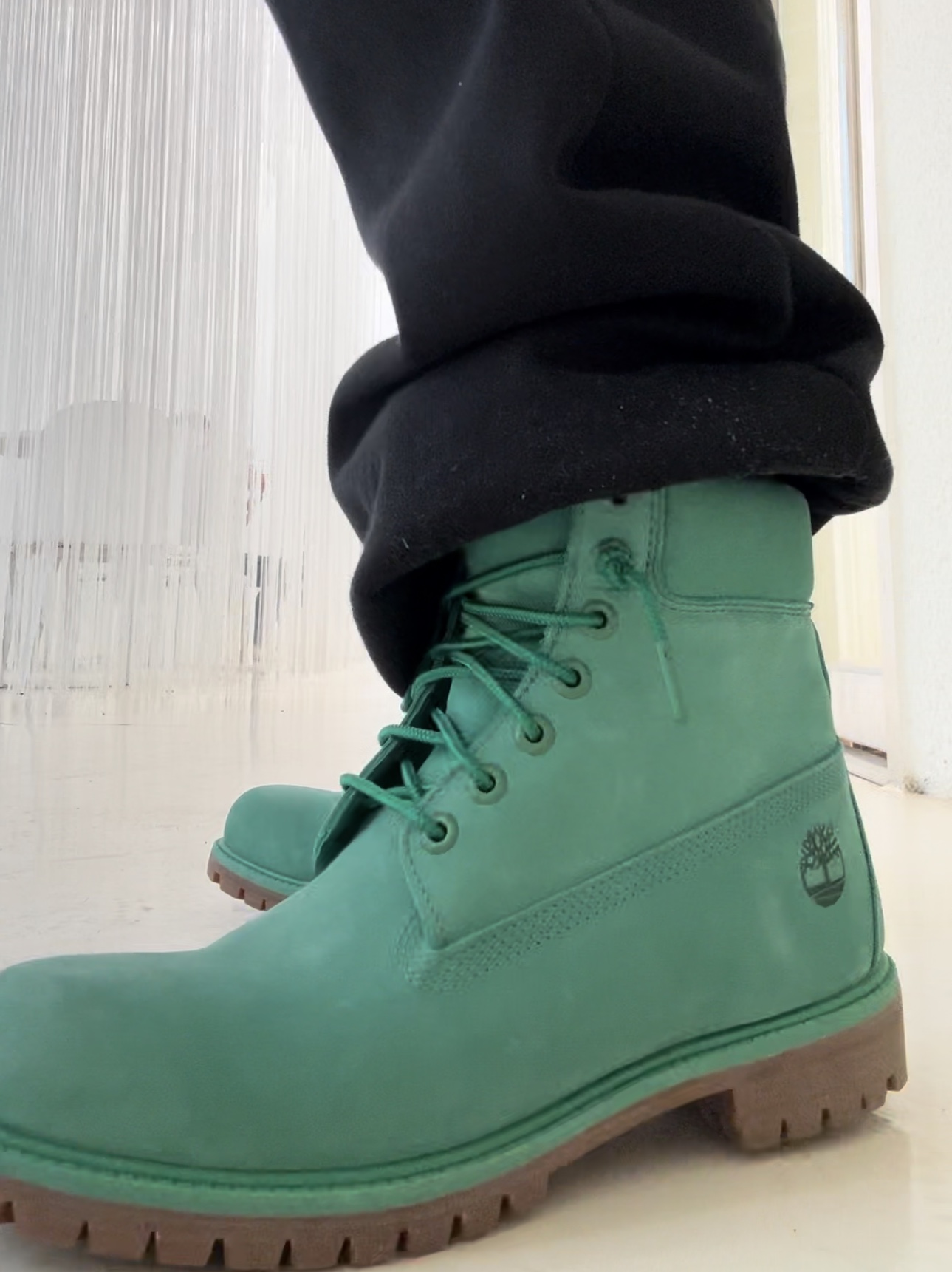 Timberland Premium 6 inch Waterproof Boot Green - Wide 착용 스타일 - 1