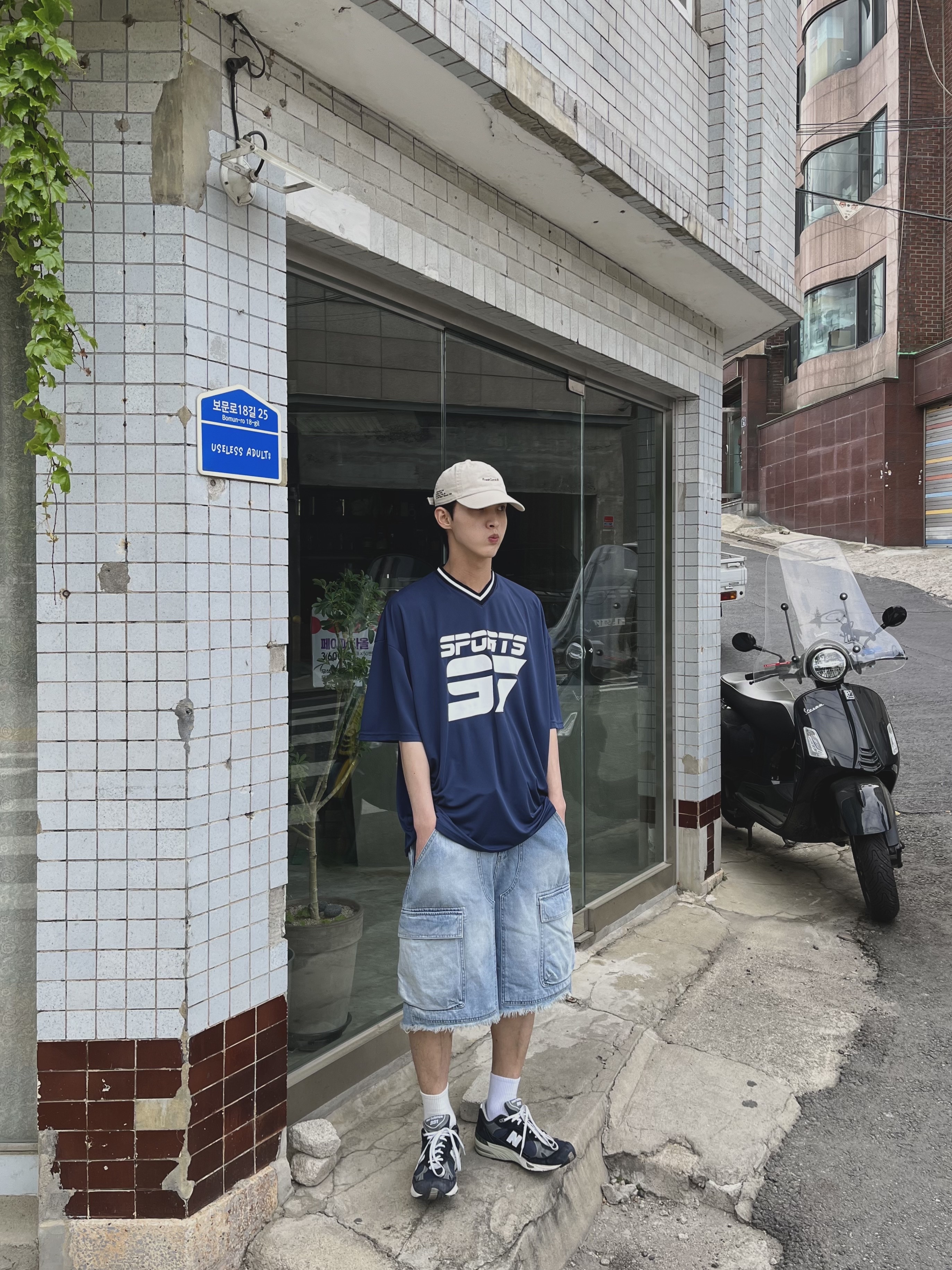New Balance 991 Made in UK Navy 착용 스타일 - 1