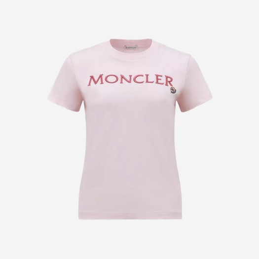 (W) 몽클레르 자수 로고 티셔츠 핑크 - 24SS