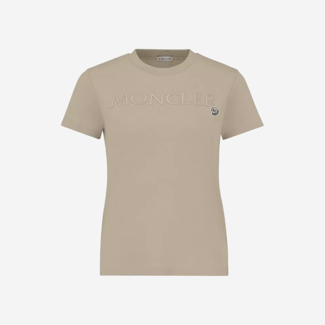 (W) Moncler Embroidered Logo T-Shirt Beige - 24SS 상세 이미지 1