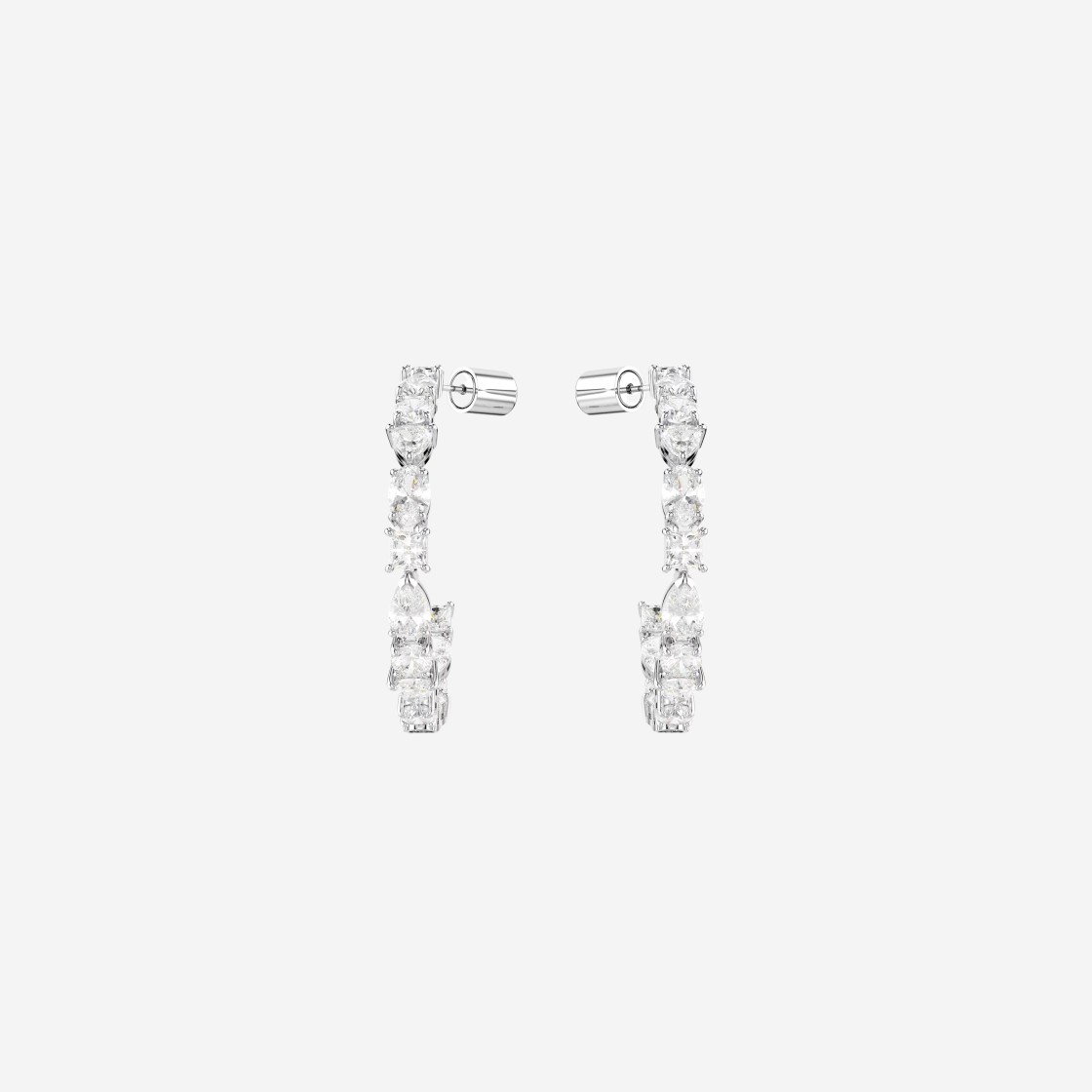 (W) Swarovski Mesmera Hoop Earrings Mixed Cut White Rhodium Plated 상세 이미지 1