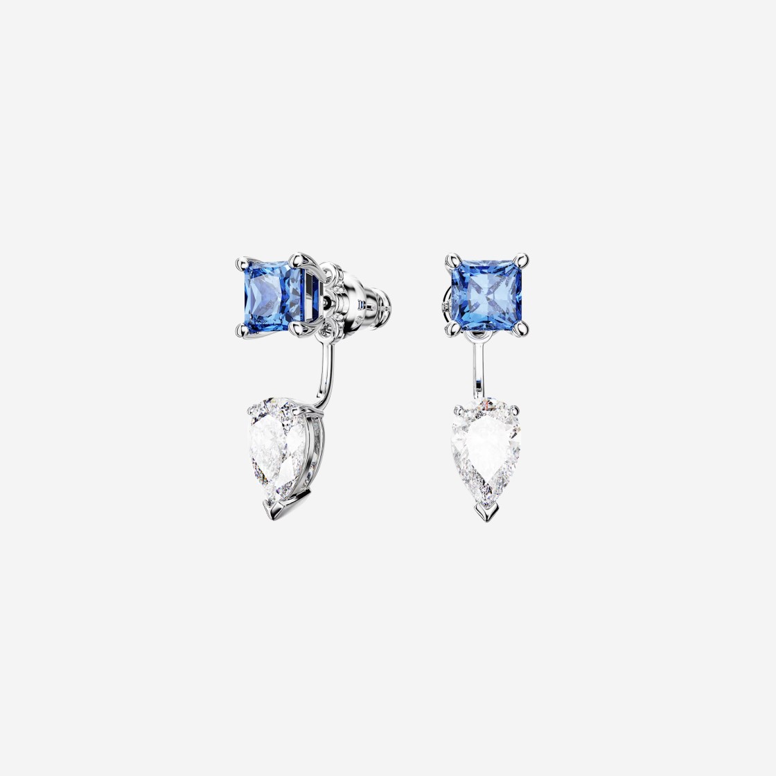 (W) Swarovski Mesmera Earrings Jackets Mixed Cuts Detachable Blue Rhodium Plated 상세 이미지 2