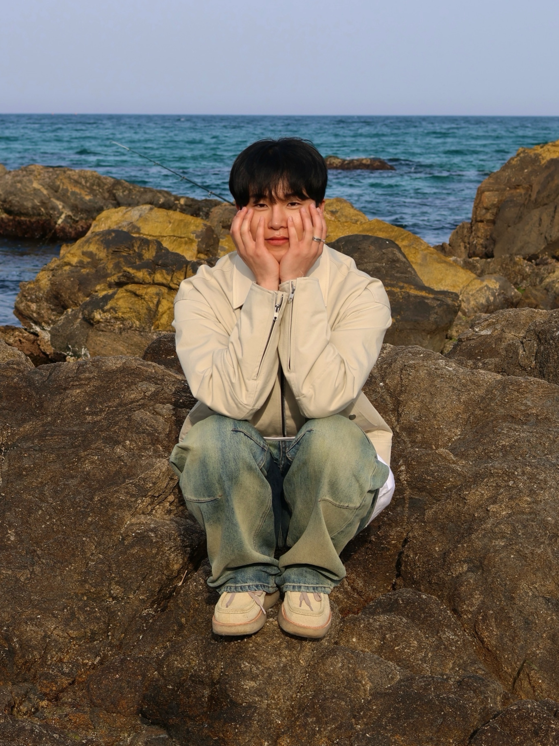 Haleine 3 Stitch Work Crop Jacket Cream Beige 착용 스타일 - 2