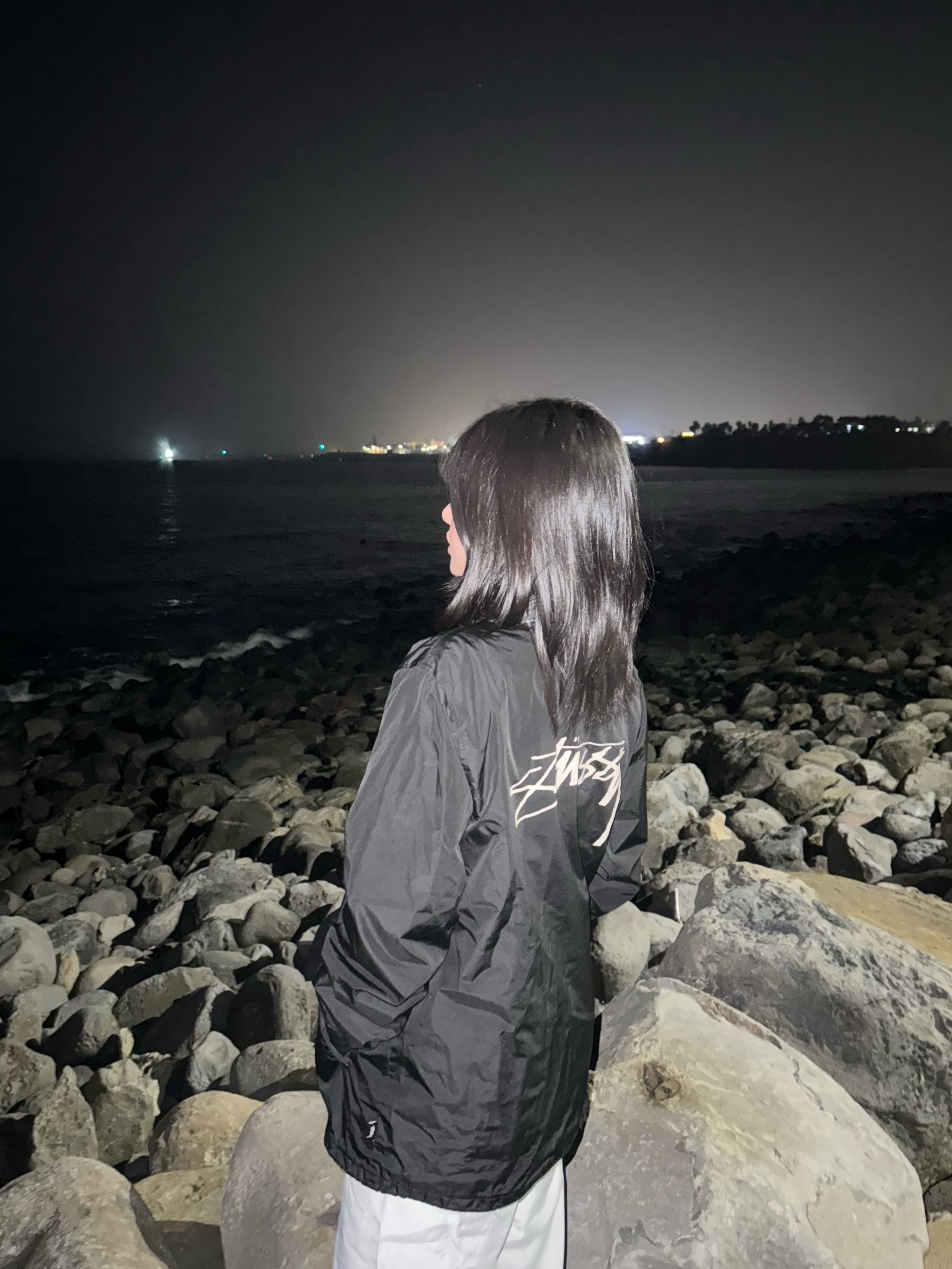 Stussy Smooth Stock Coach Jacket Black 착용 스타일 - 2