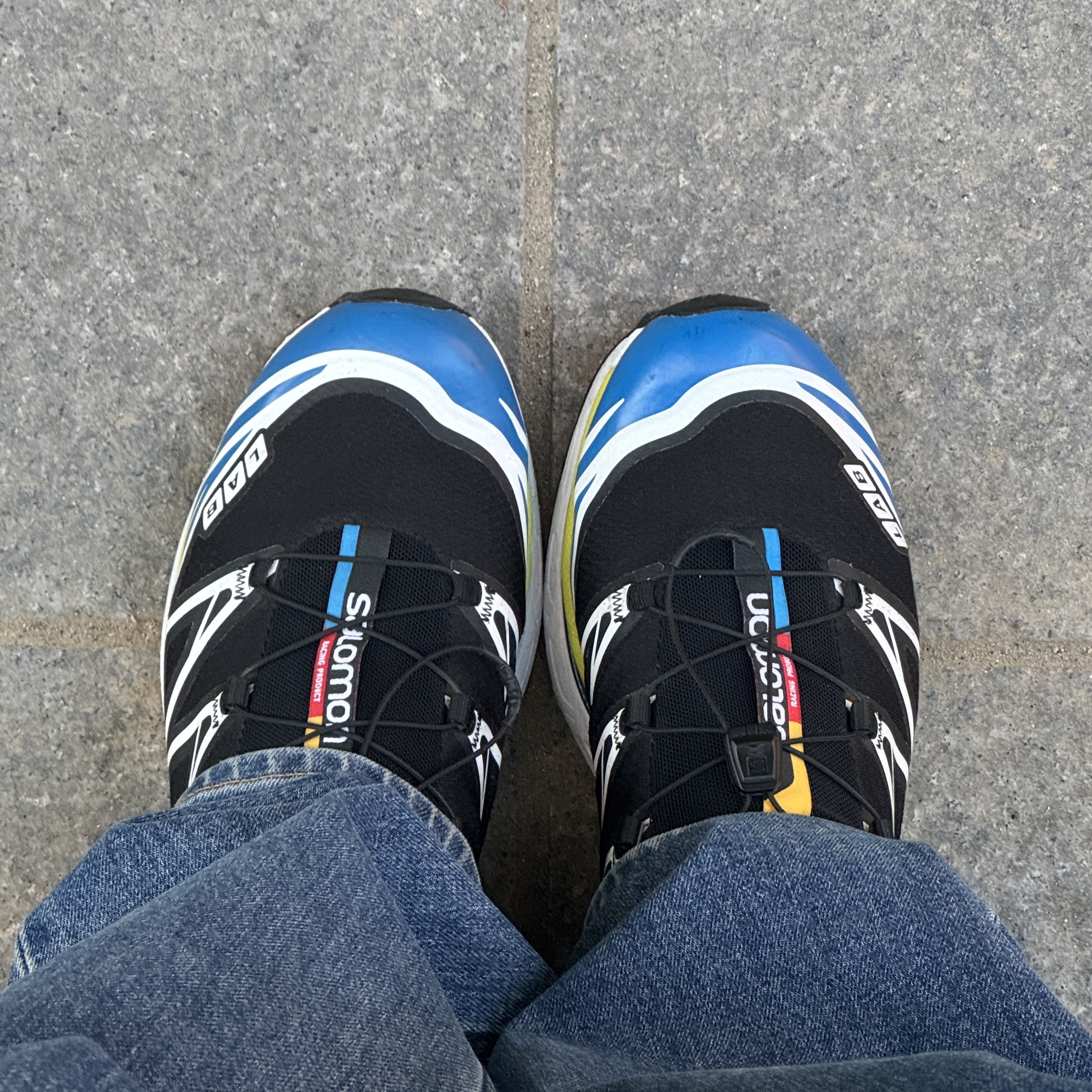 Salomon S/LAB XT-6 Softground ADV Black Snorkel Blue 착용 스타일