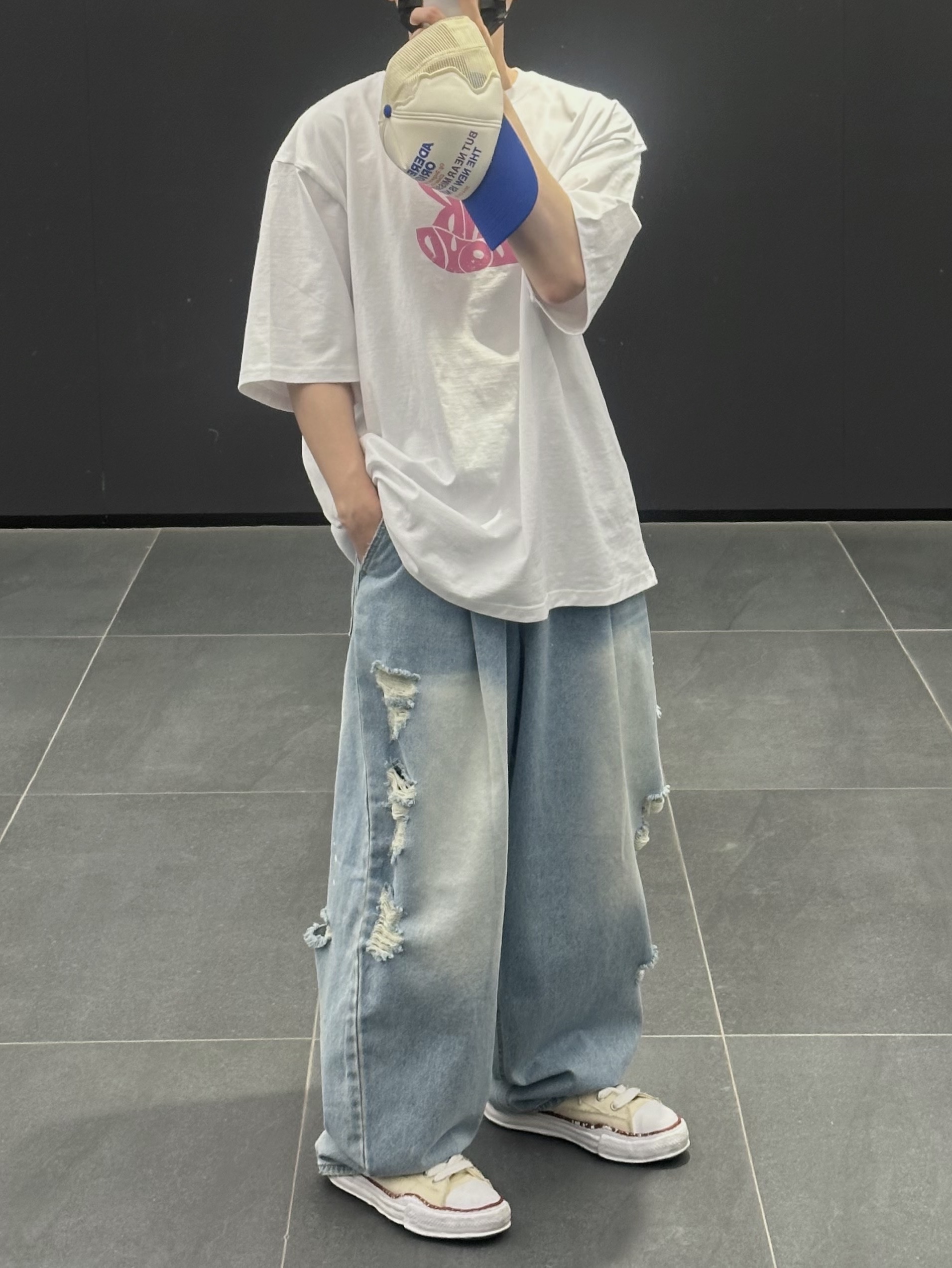 Maison Mihara Yasuhiro Peterson OG Sole Canvas Low-top Sneakers Natural 착용 스타일 - 5