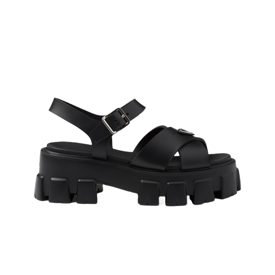 (W) 프라다 모노리스 러버 샌들 블랙((W) Prada Monolith Rubber Sandals Black)