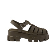 (W) Prada Rubber Monolith Sandals Military Green